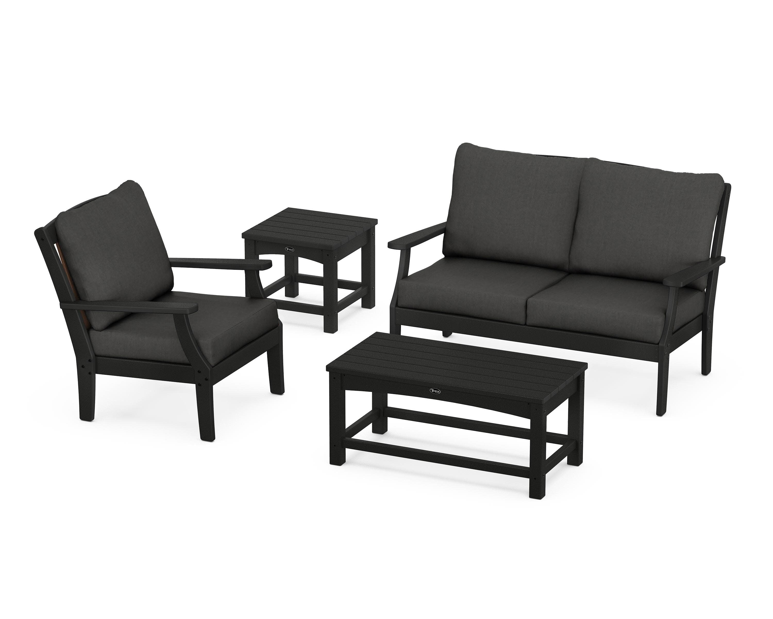 Yacht Club 4-Piece Deep Seating Set in Charcoal Black / Spectrum Carbon