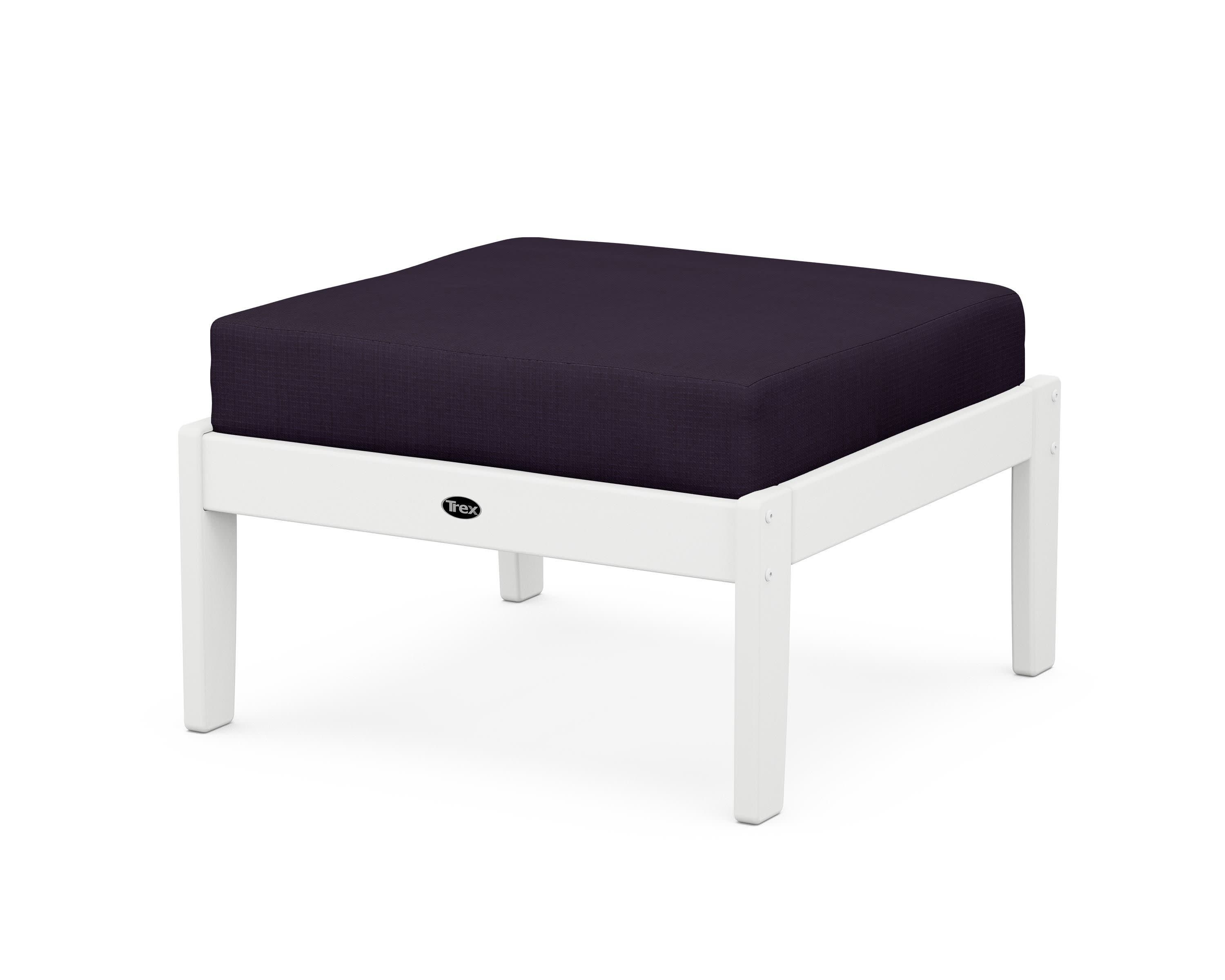 Yacht Club Deep Seating Ottoman in Classic White / Navy Linen