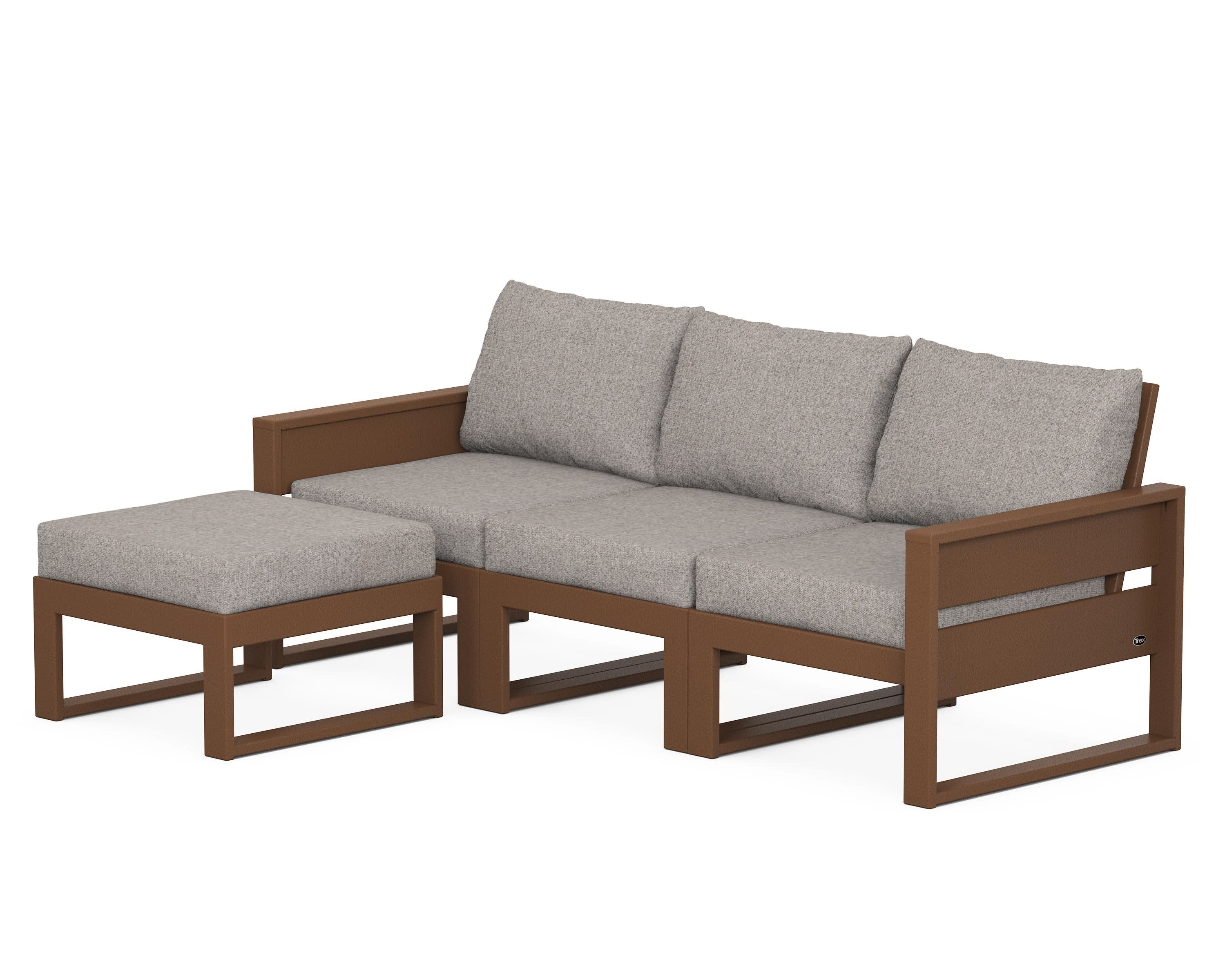 Eastport 4- Piece Sectional with Ottoman in Tree House / Weathered Tweed
