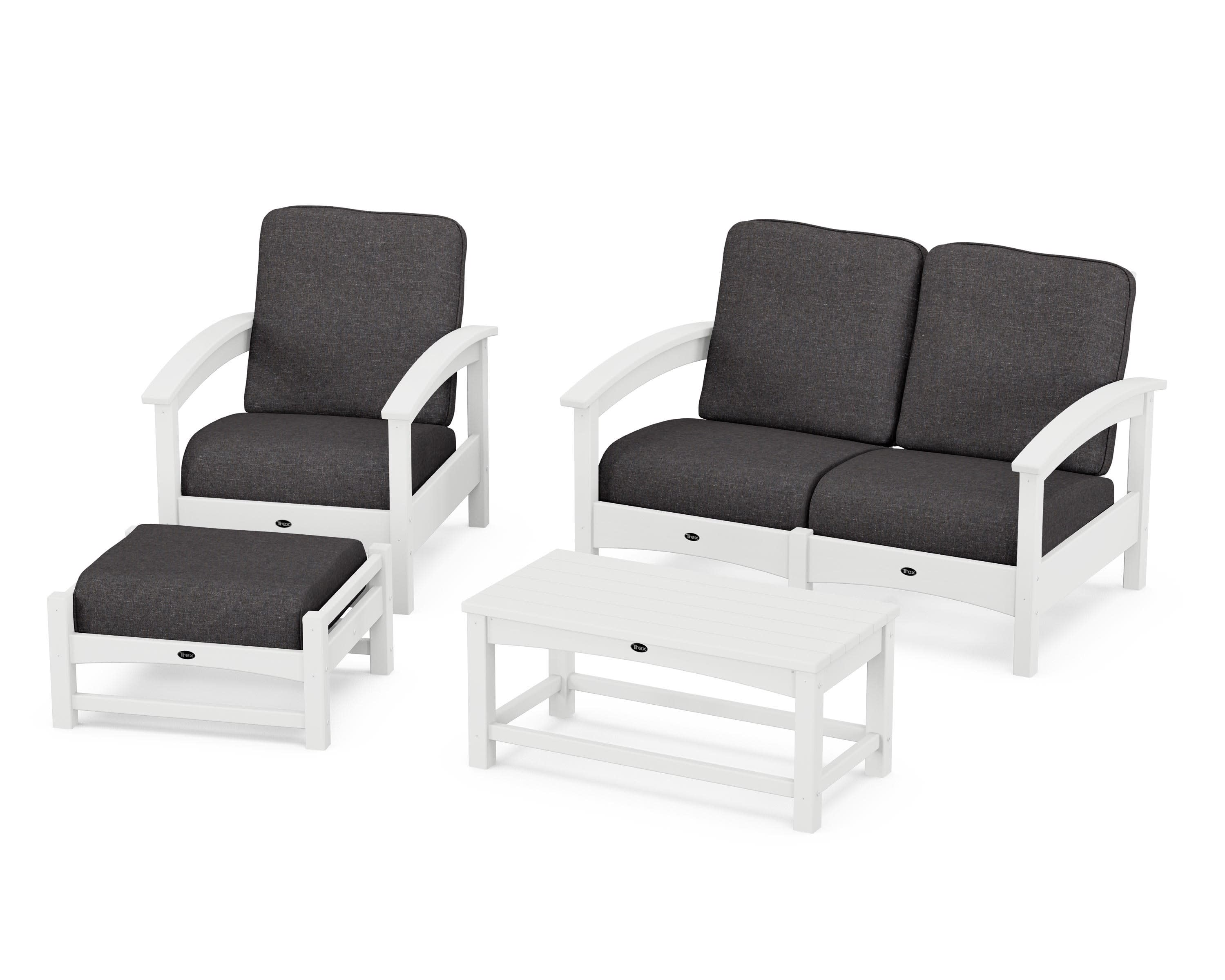 Rockport 4-Piece Deep Seating Conversation Group in Classic White / Ash Charcoal