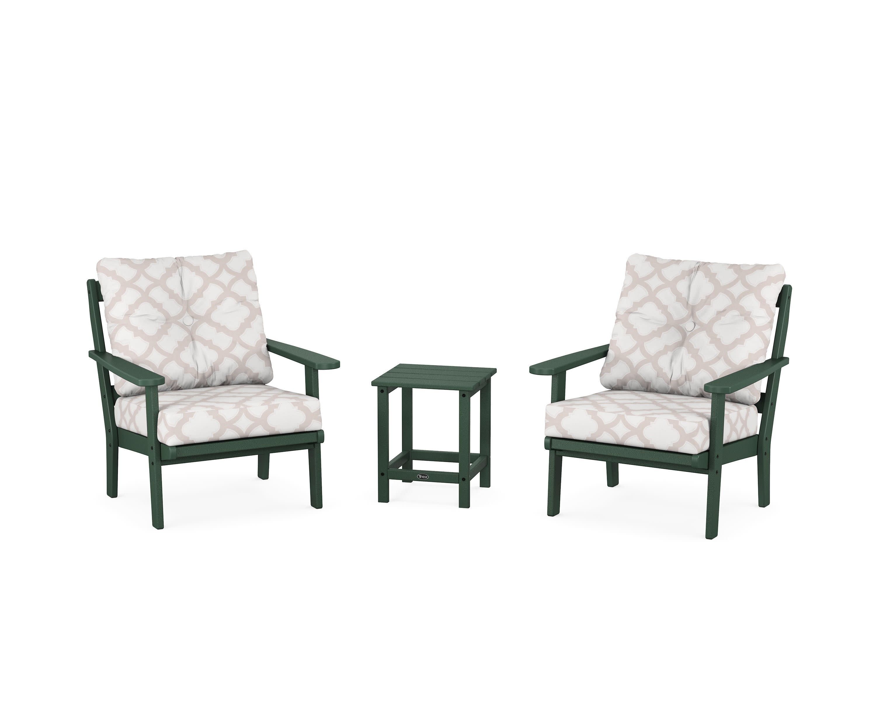 Cape Cod 3-Piece Deep Seating Set in Rainforest Canopy / Trellis Dune Burlap