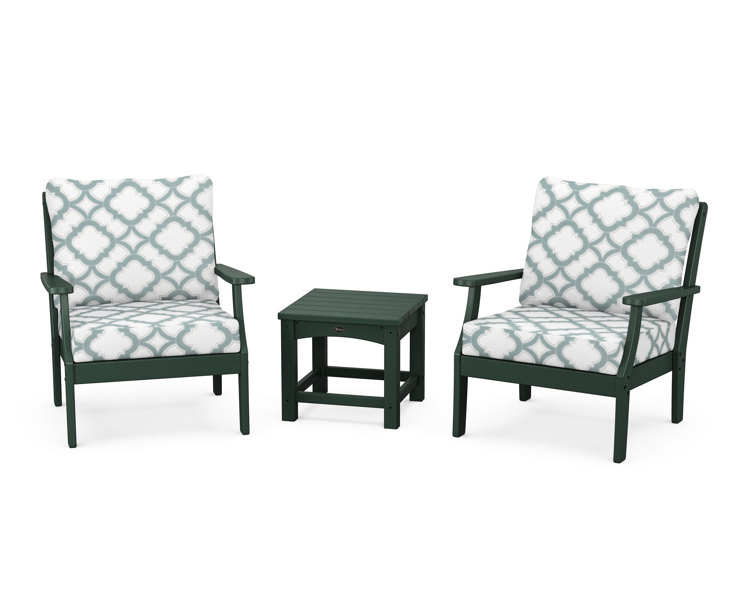 Yacht Club 3-Piece Deep Seating Set in Rainforest Canopy / Trellis Glacier Spa