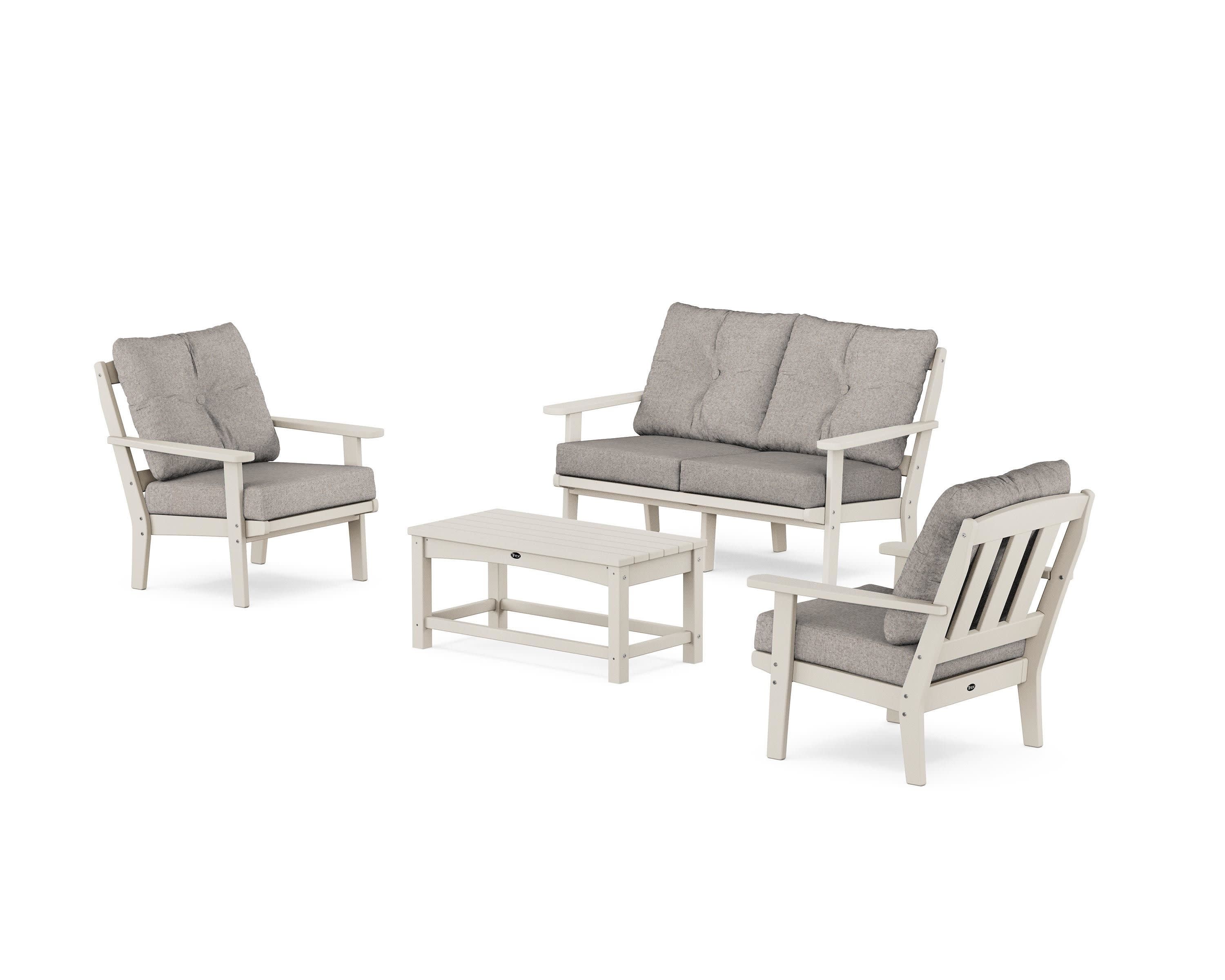 Cape Cod 4-Piece Deep Seating Set with Loveseat in Sand Castle / Weathered Tweed