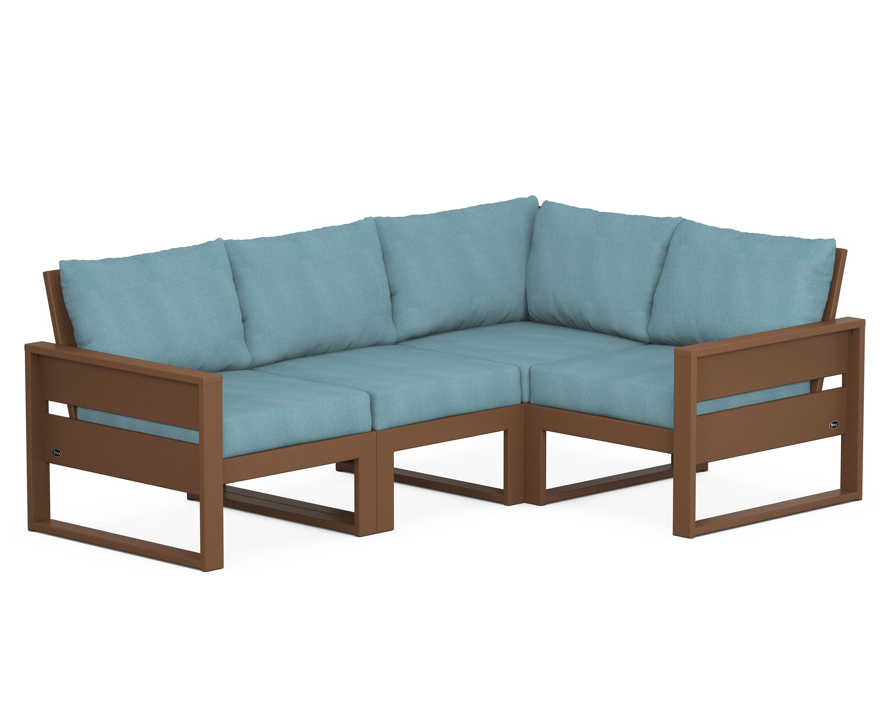 Eastport 4- Piece Sectional in Tree House / Lattice Sky Blue