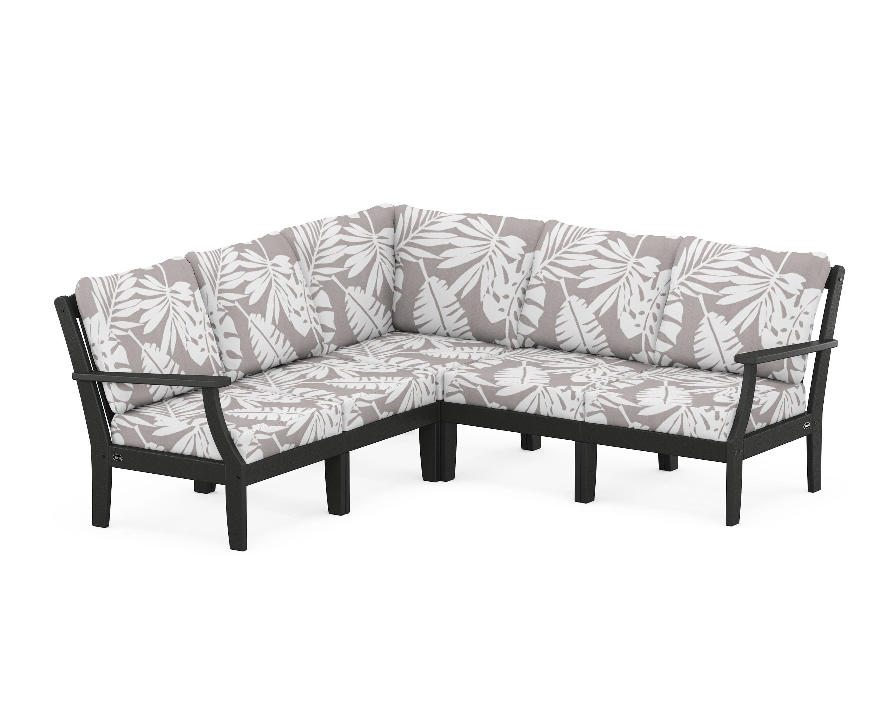 Yacht Club Modular 5-Piece Deep Seating Set in Charcoal Black / Leaf Grey Mist