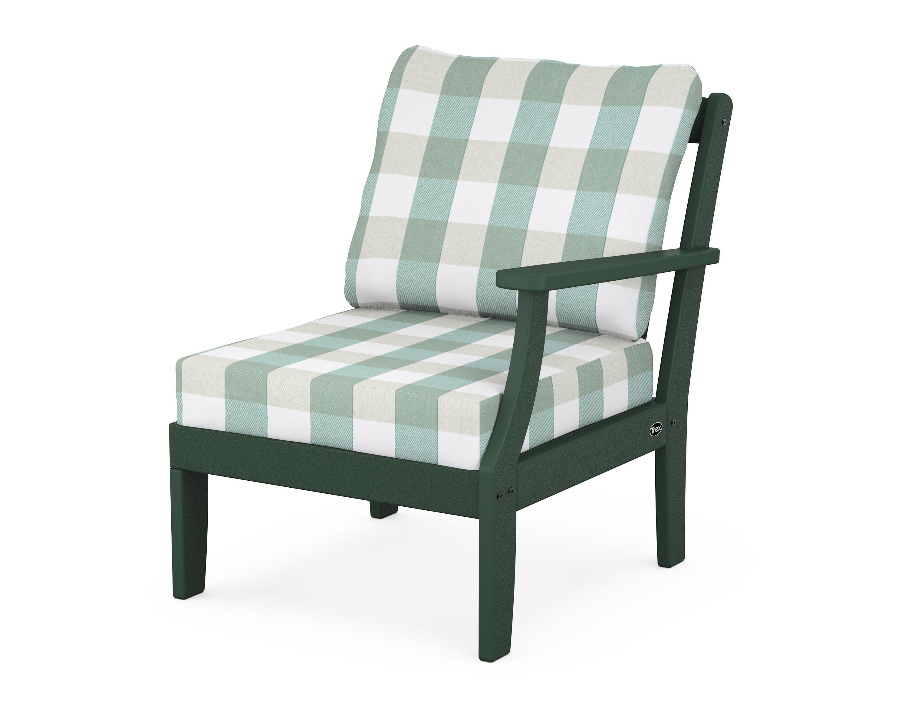 Yacht Club Modular Right Arm Chair in Rainforest Canopy / Buffalo Plaid Glacier Spa