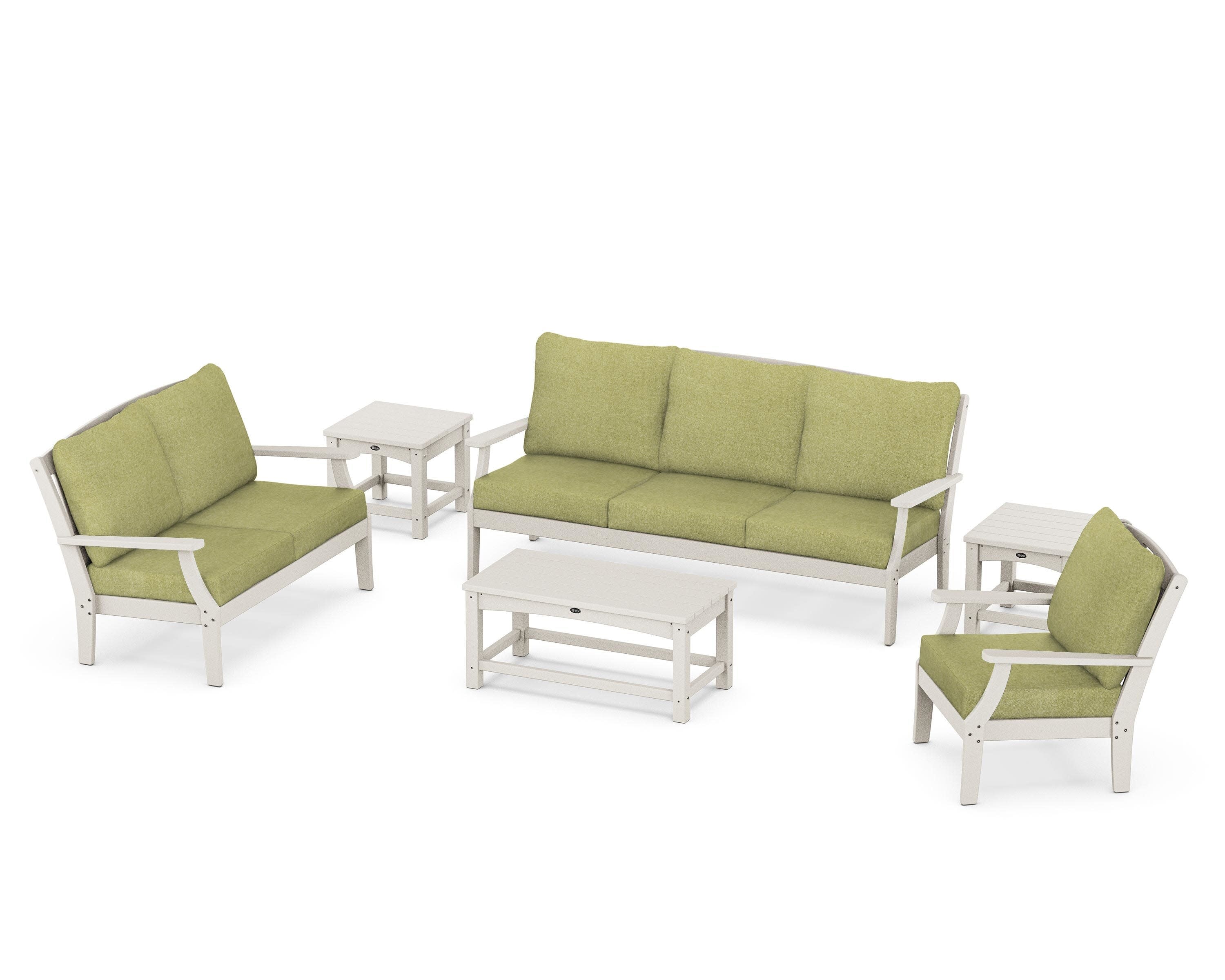Yacht Club 6-Piece Deep Seating Set in Sand Castle / Chartreuse Boucle