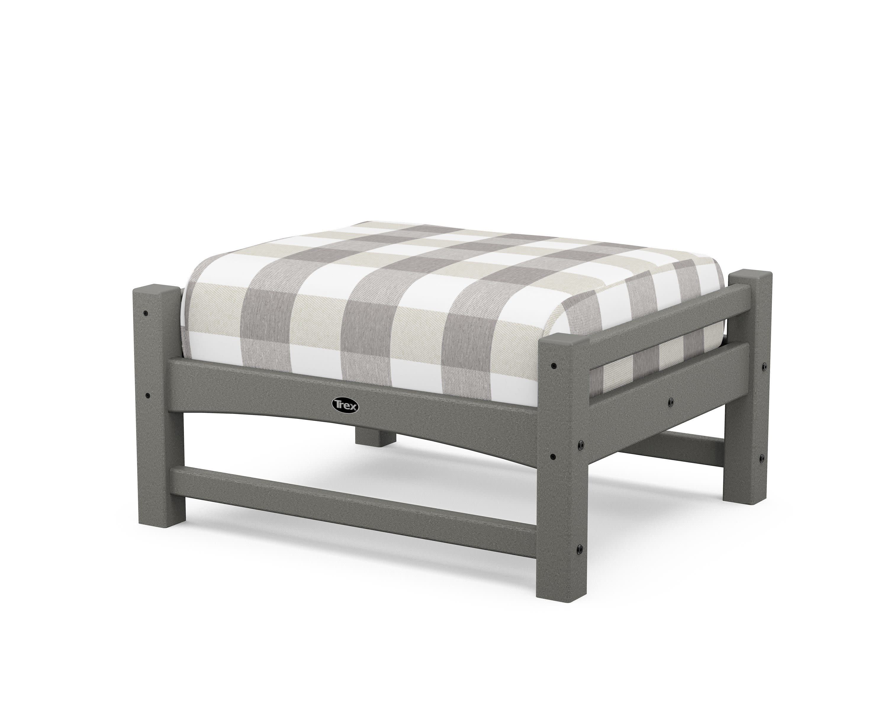 Rockport Club Ottoman in Stepping Stone / Buffalo Plaid Grey Mist