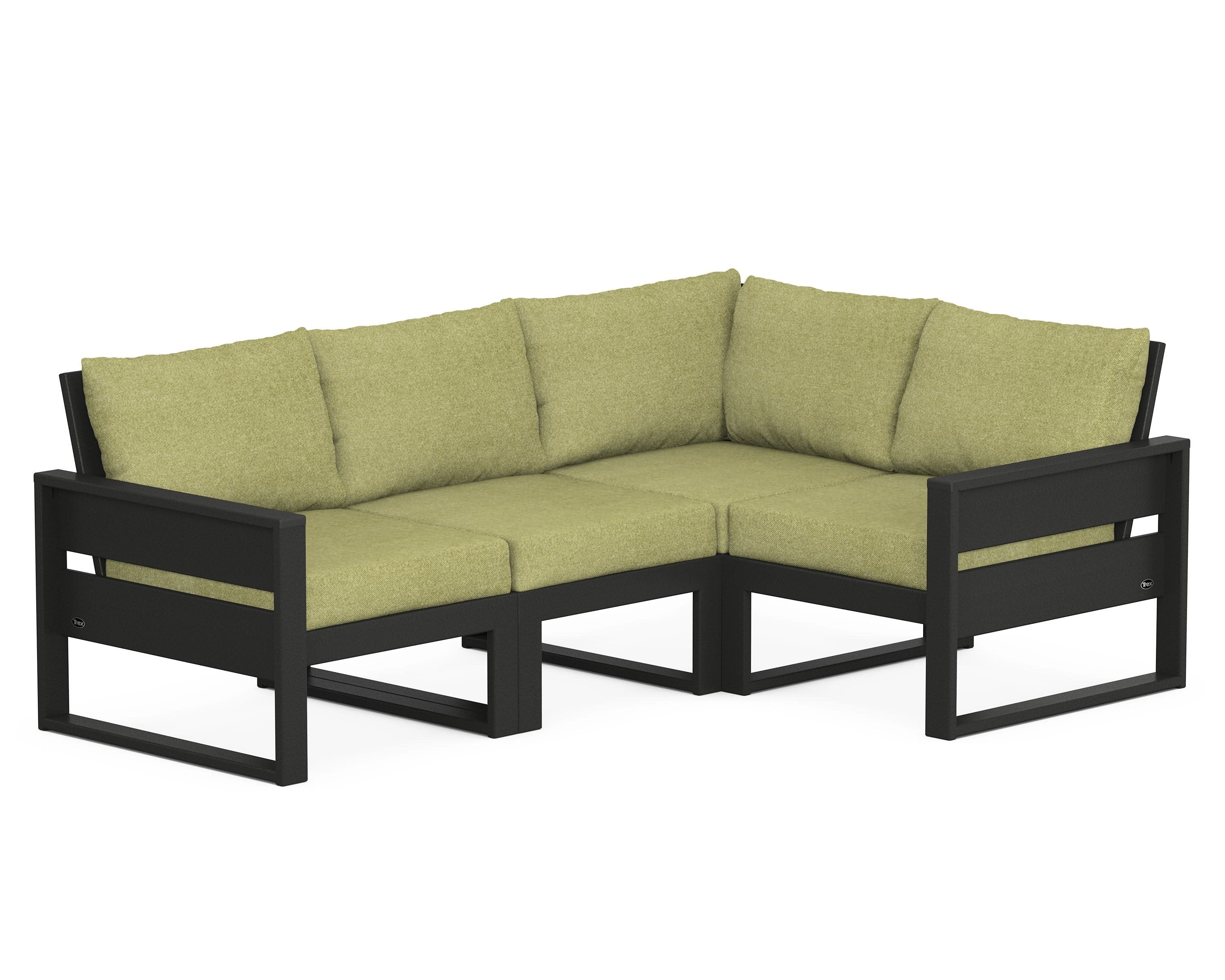 Eastport 4- Piece Sectional in Charcoal Black / Chartreuse Boucle