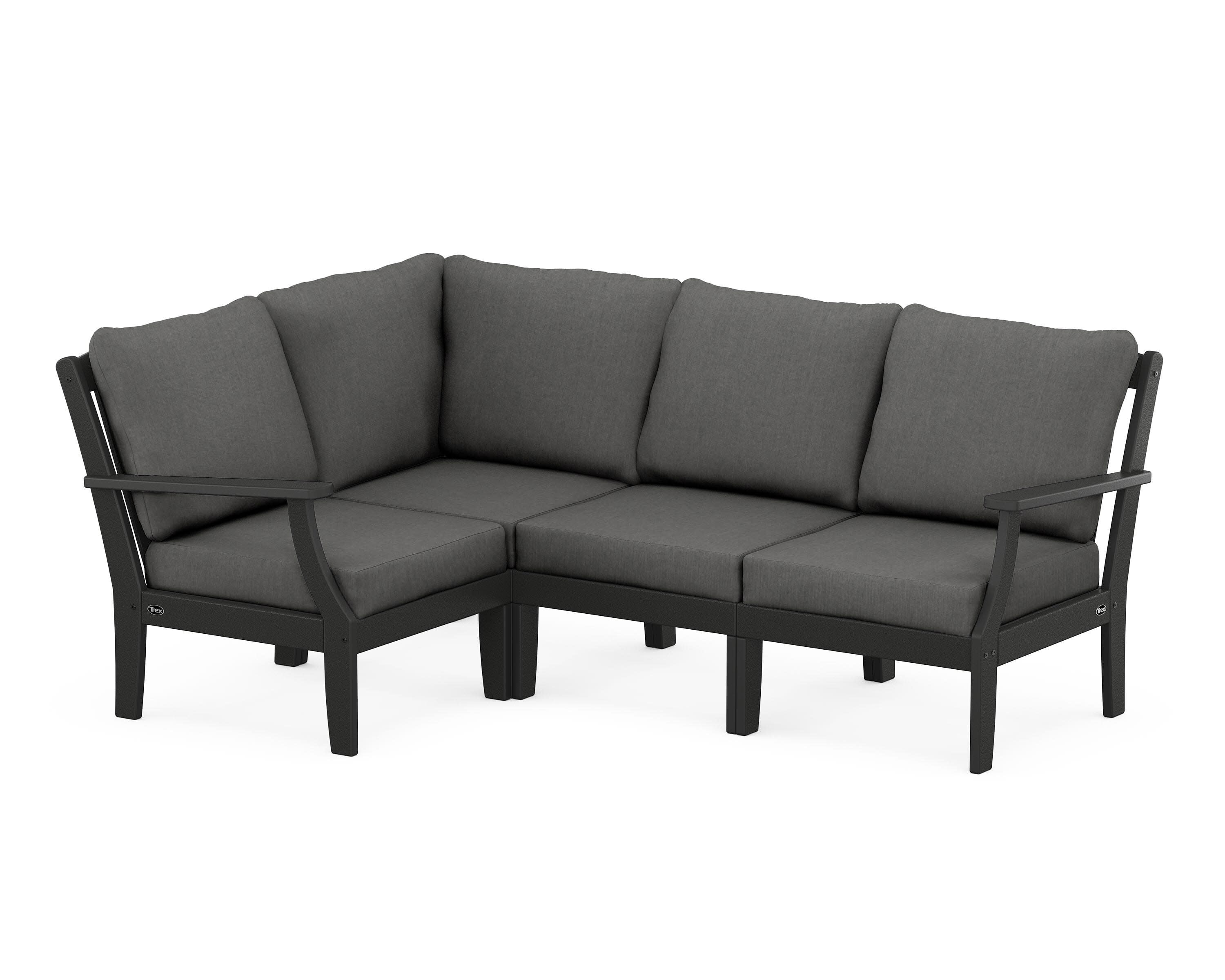 Yacht Club Modular 4-Piece Deep Seating Set in Charcoal Black / Spectrum Carbon