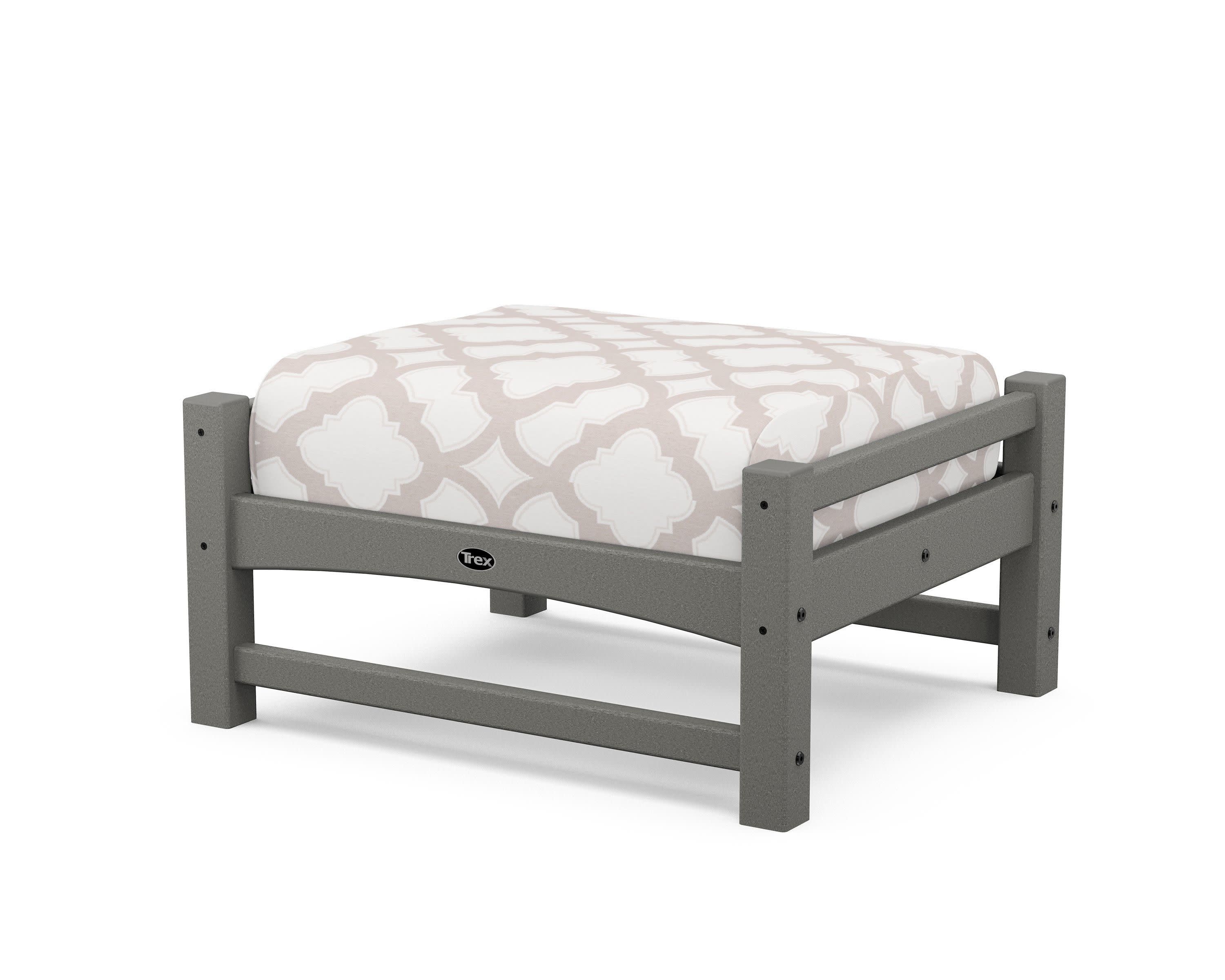 Rockport Club Ottoman in Stepping Stone / Trellis Dune Burlap
