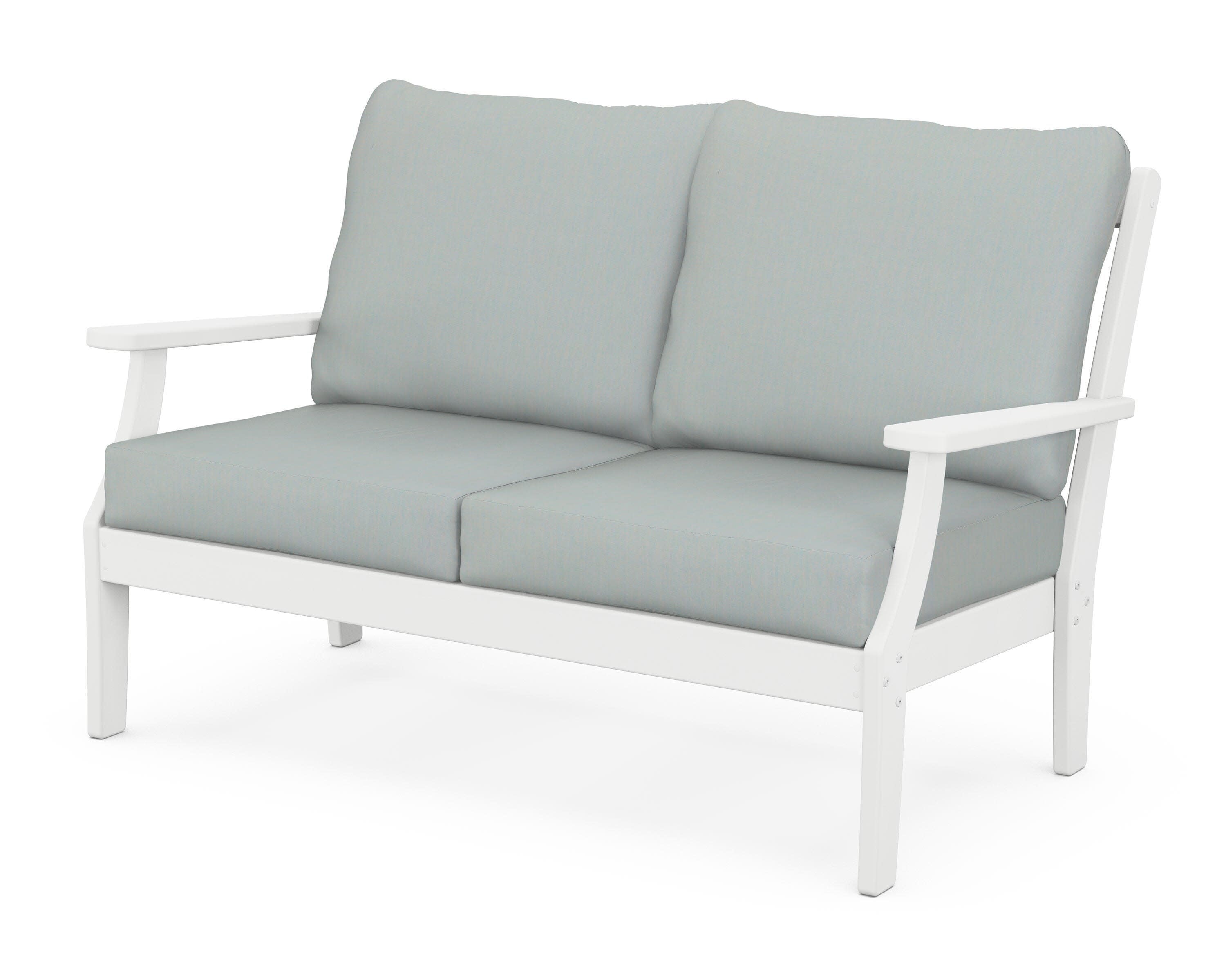 Yacht Club Deep Seating Loveseat in Classic White / Spa