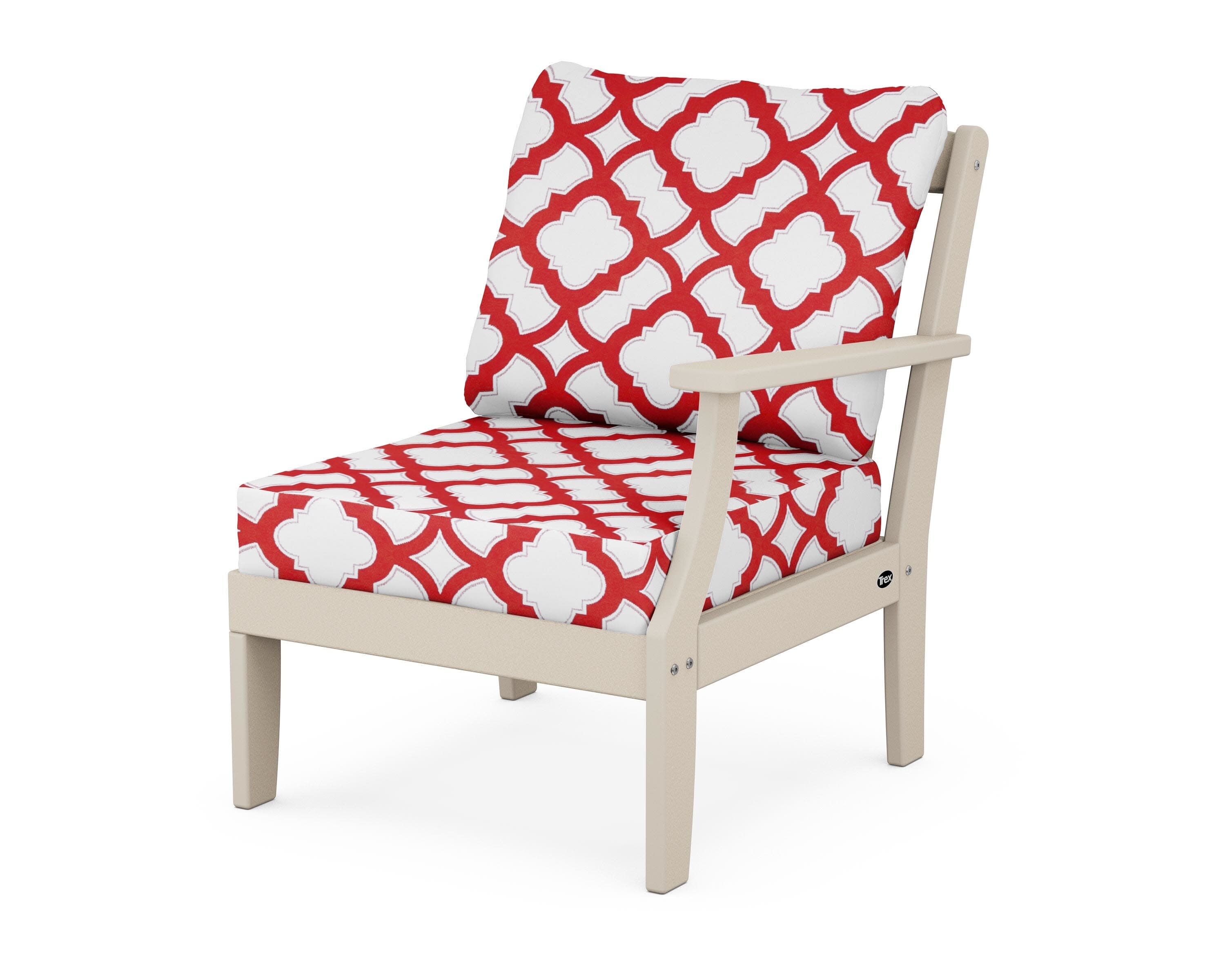 Yacht Club Modular Right Arm Chair in Sand Castle / Trellis Crimson