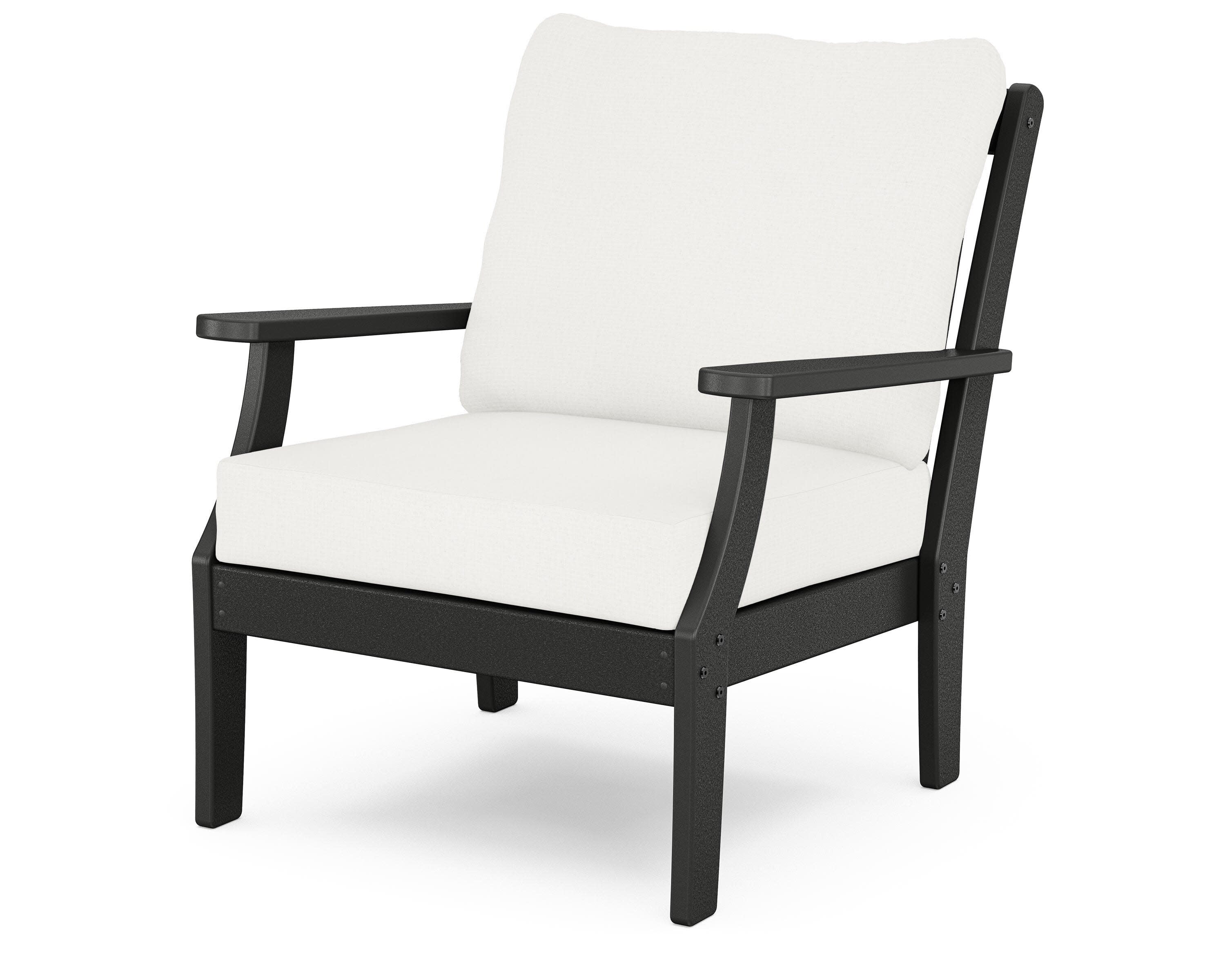 Yacht Club Deep Seating Chair in Charcoal Black / Natural Linen