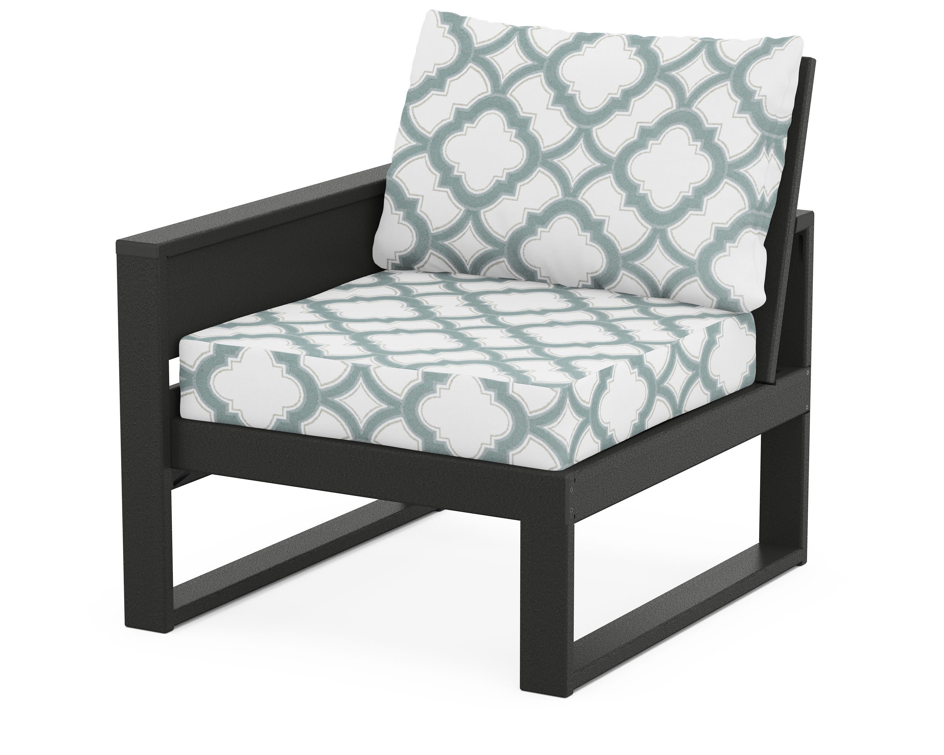 Eastport Modular Left Arm Chair in Charcoal Black / Trellis Glacier Spa