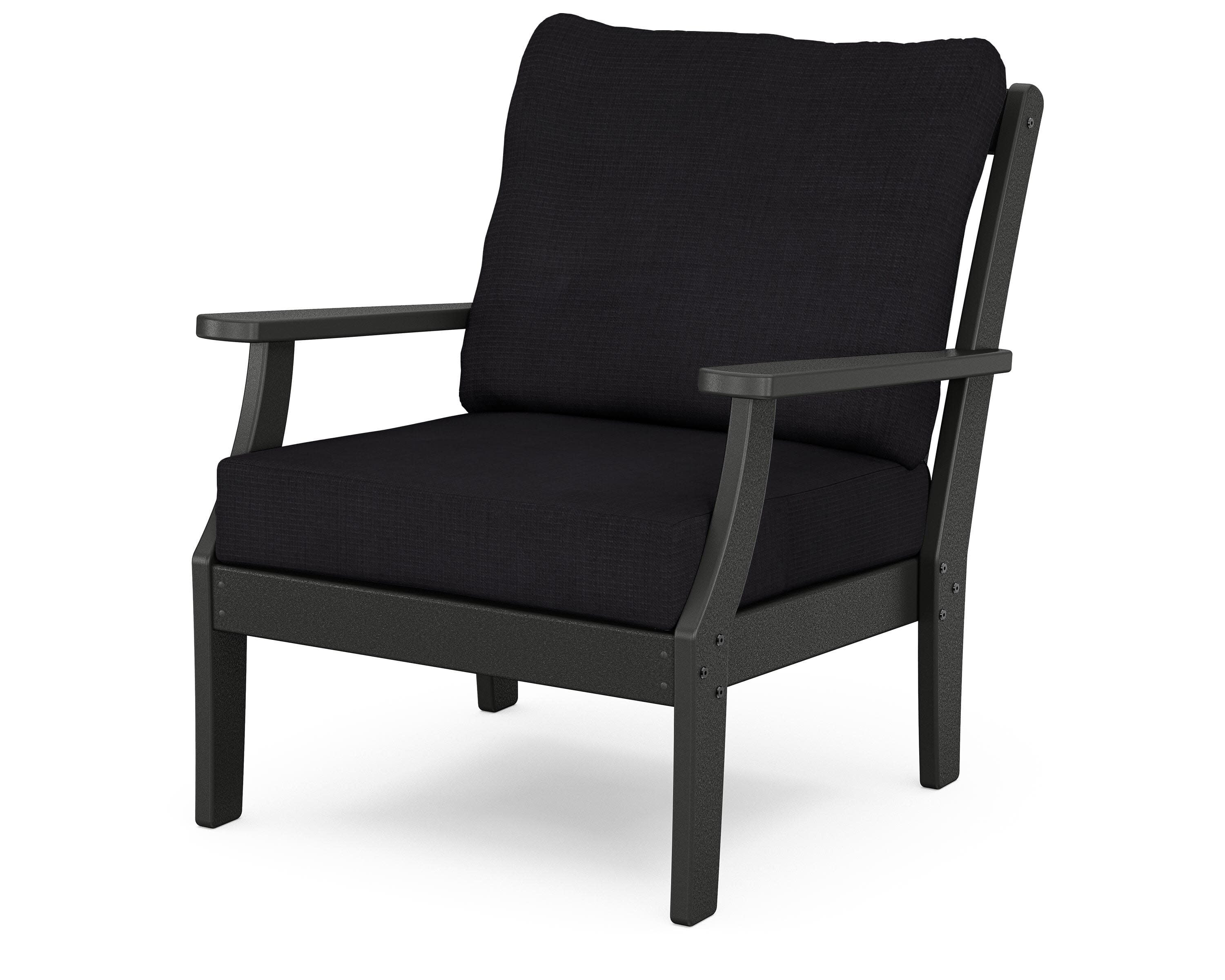 Yacht Club Deep Seating Chair in Charcoal Black / Midnight Linen