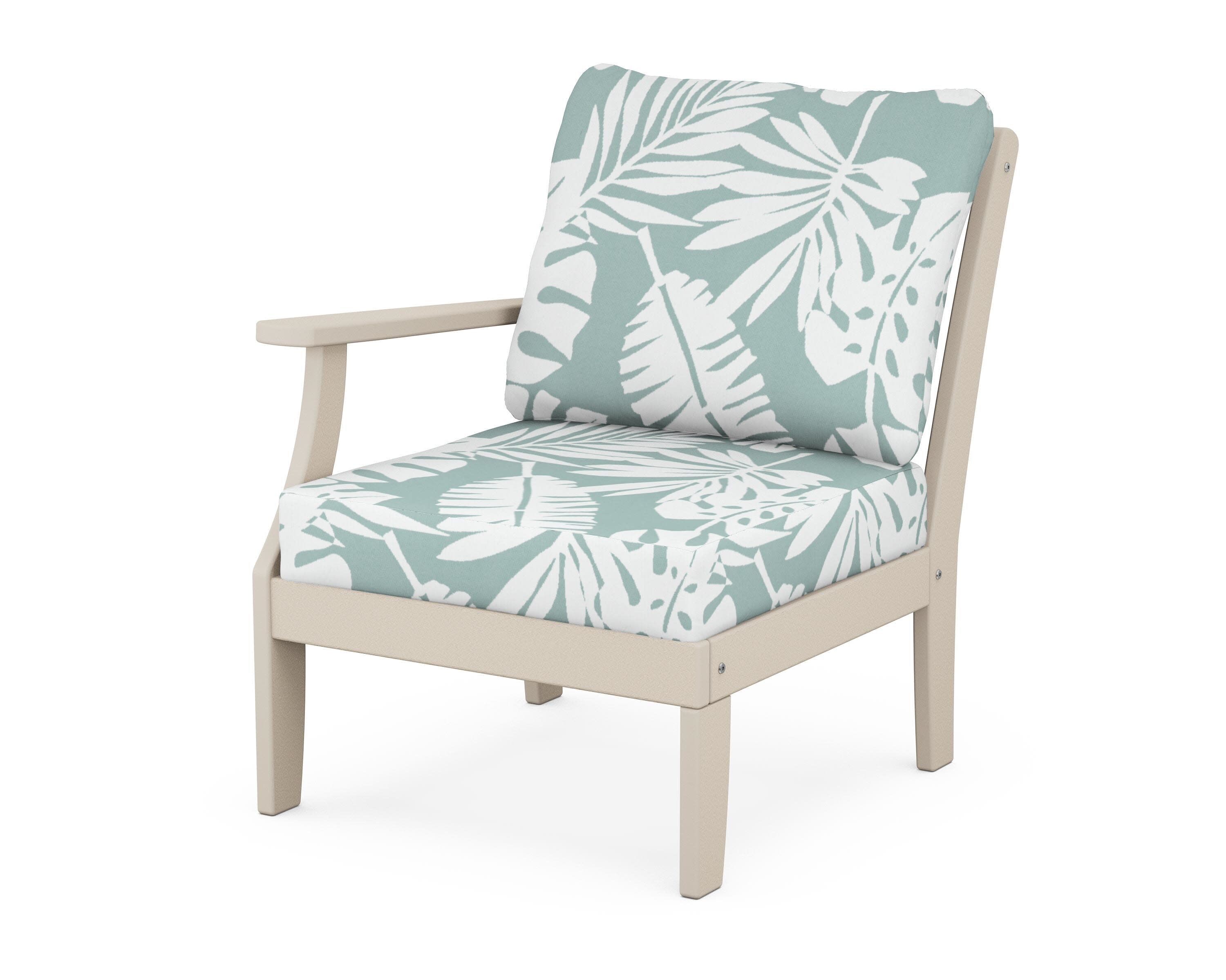 Yacht Club Modular Left Arm Chair in Sand Castle / Leaf Glacier Spa