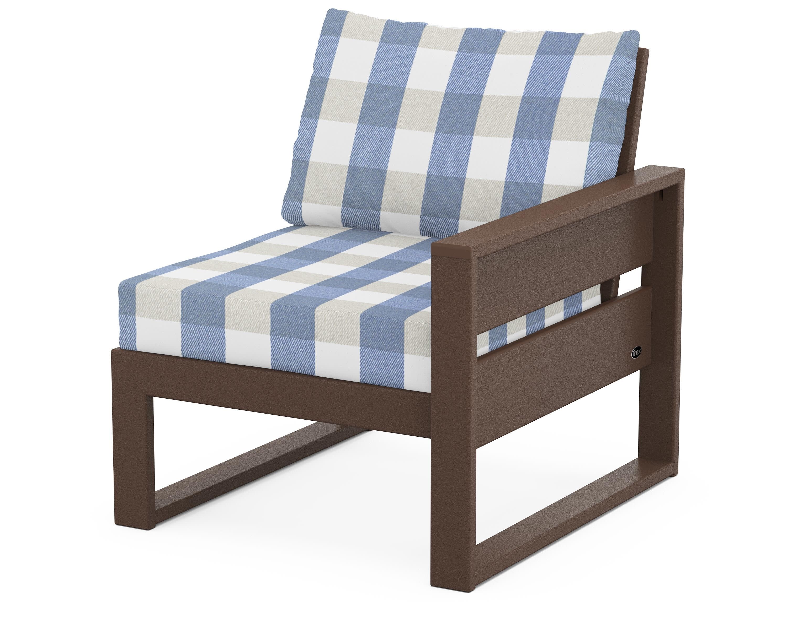 Eastport Modular Right Arm Chair in Vintage Lantern / Buffalo Plaid Sky Blue