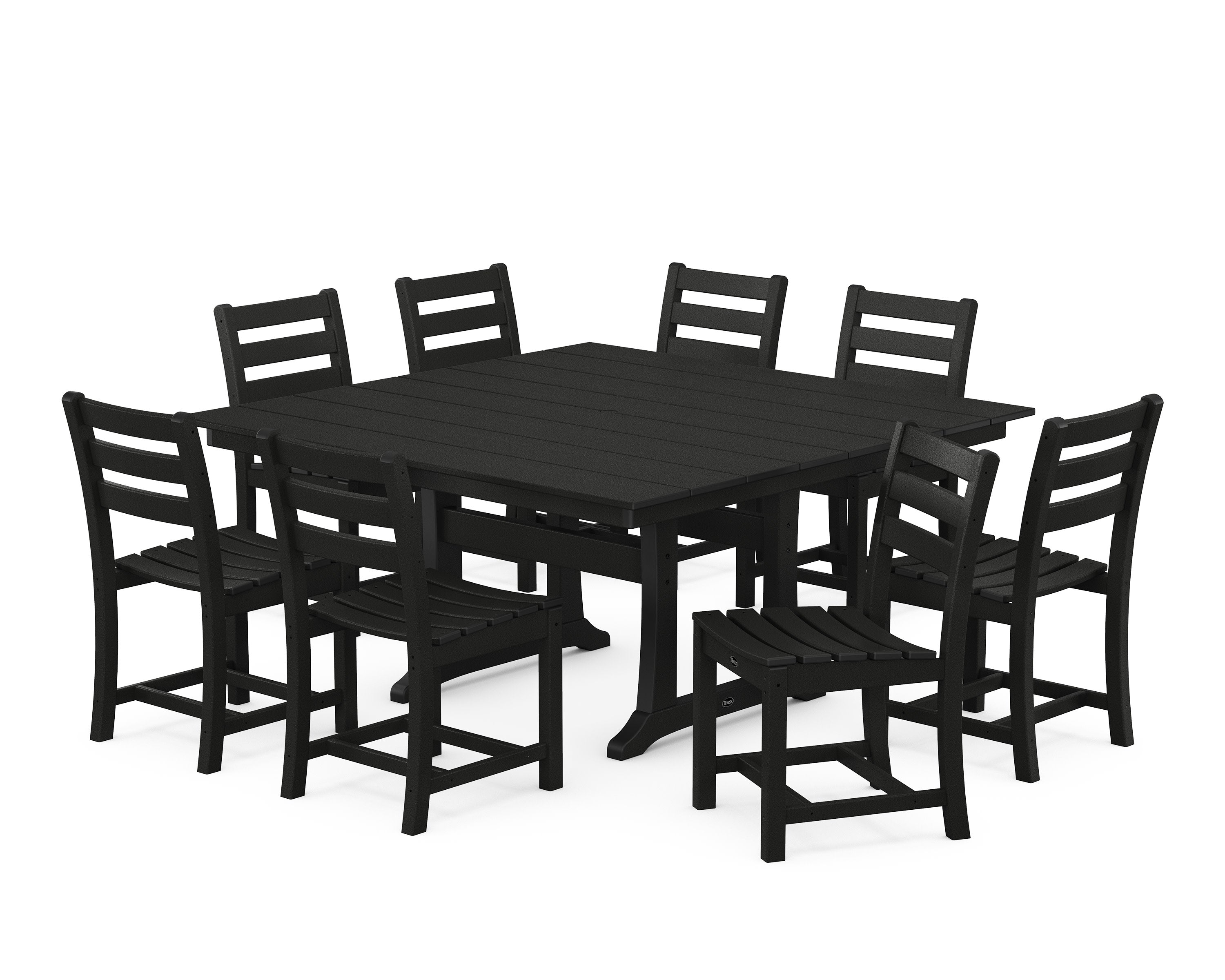 Monterey Bay 9-Piece Farmhouse Trestle Dining Set in Charcoal Black