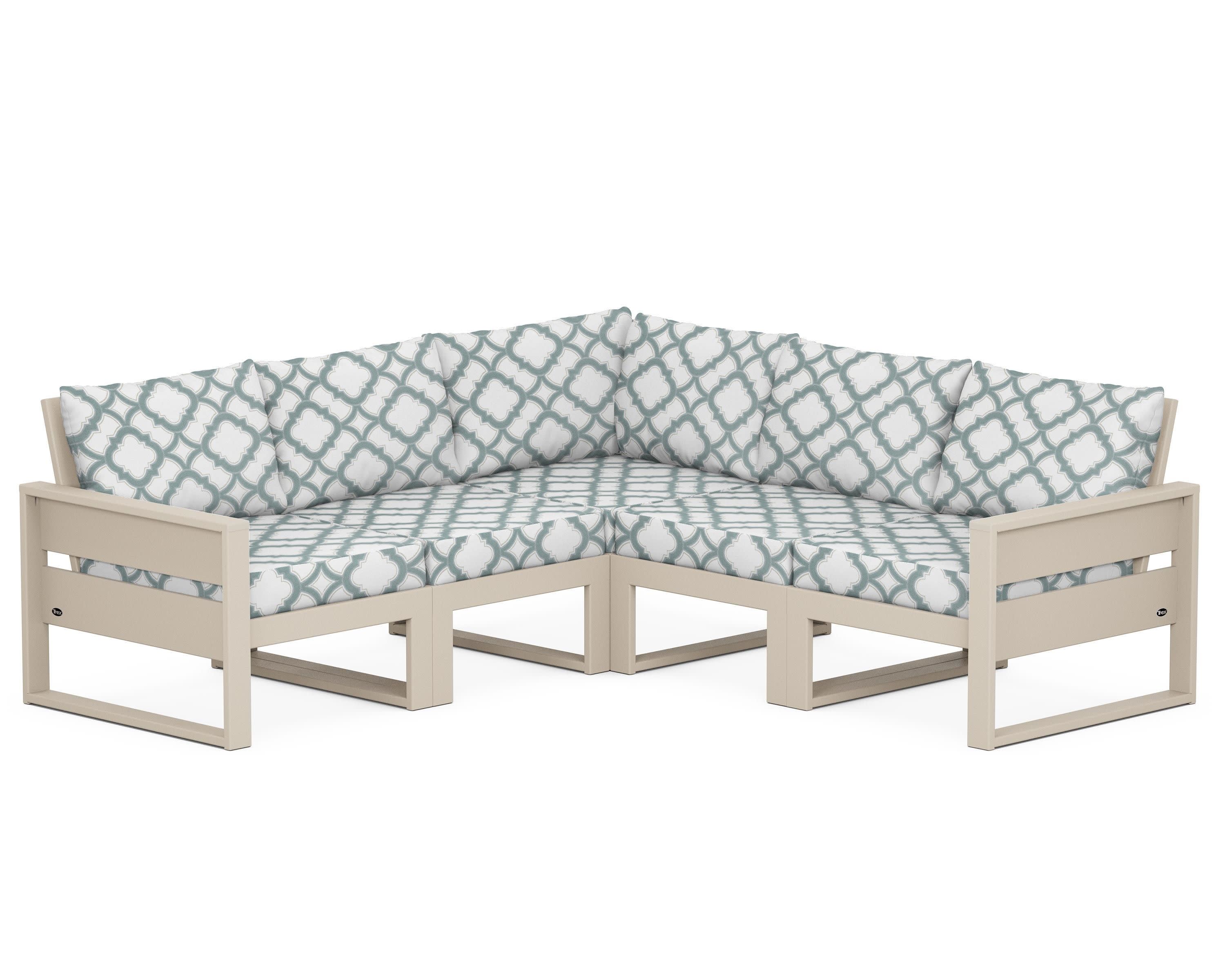 Eastport 5-Piece Sectional in Sand Castle / Trellis Glacier Spa