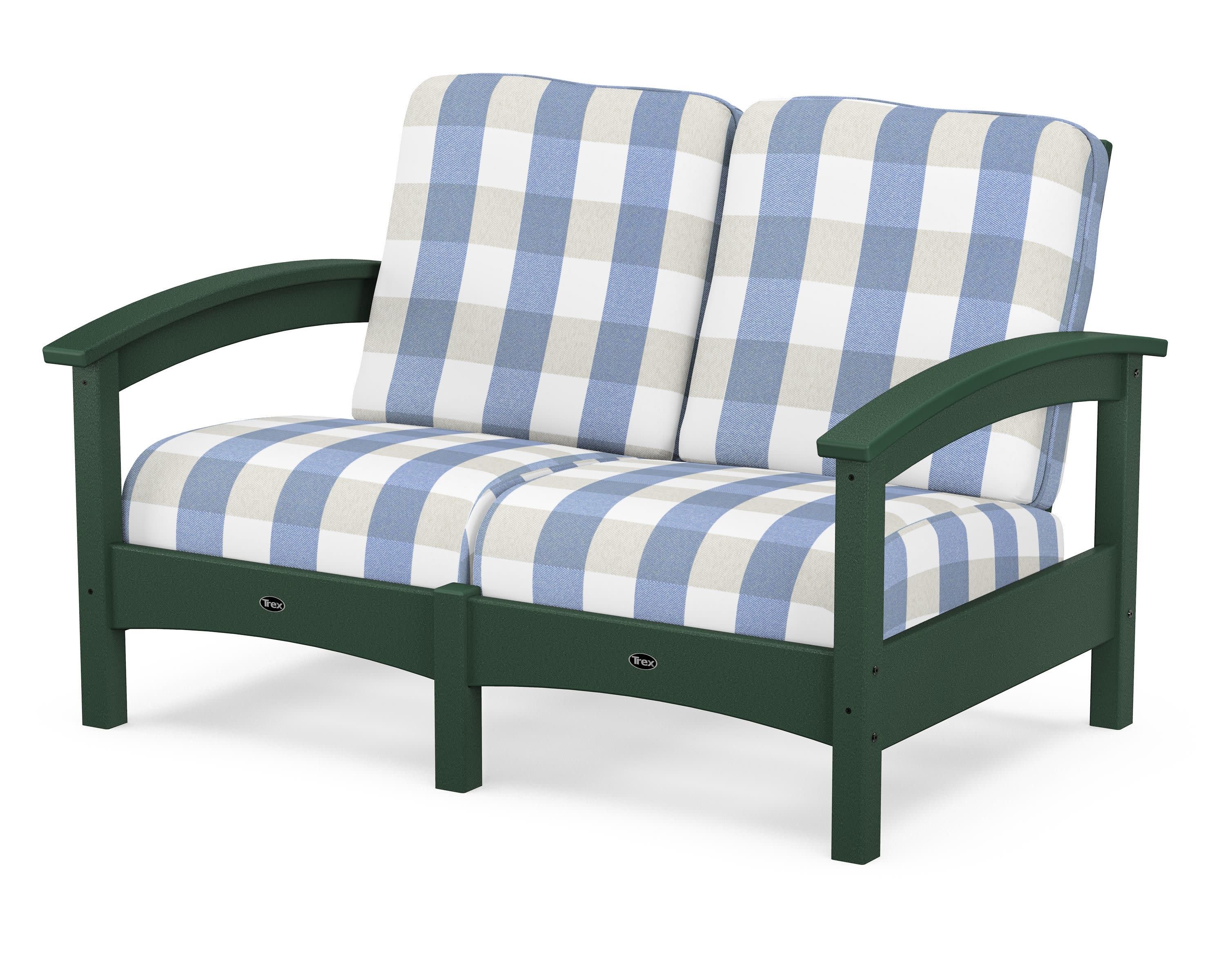 Rockport Club Loveseat in Rainforest Canopy / Buffalo Plaid Sky Blue
