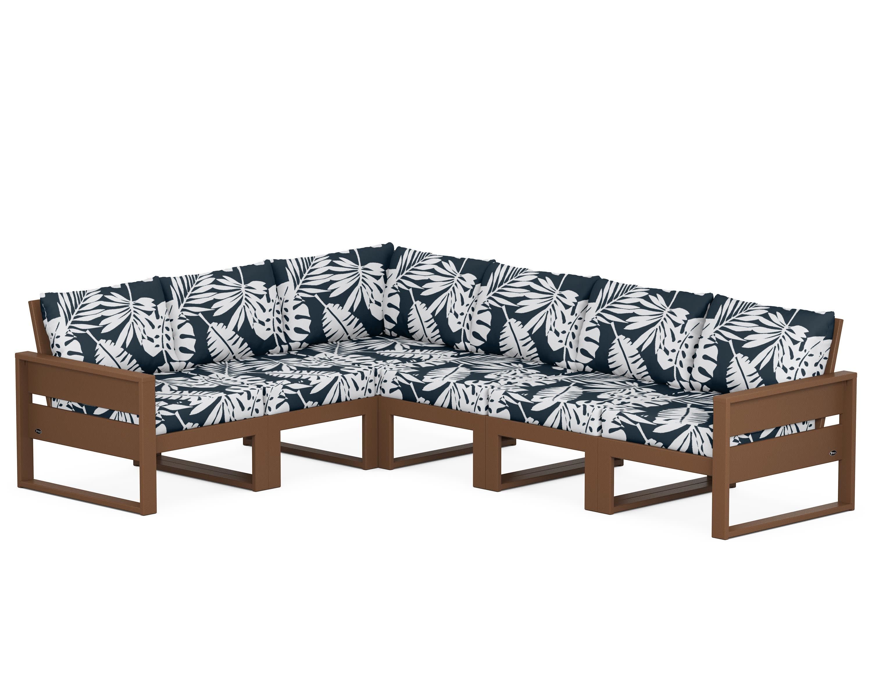 Eastport 6-Piece Sectional in Tree House / Leaf Marine Indigo