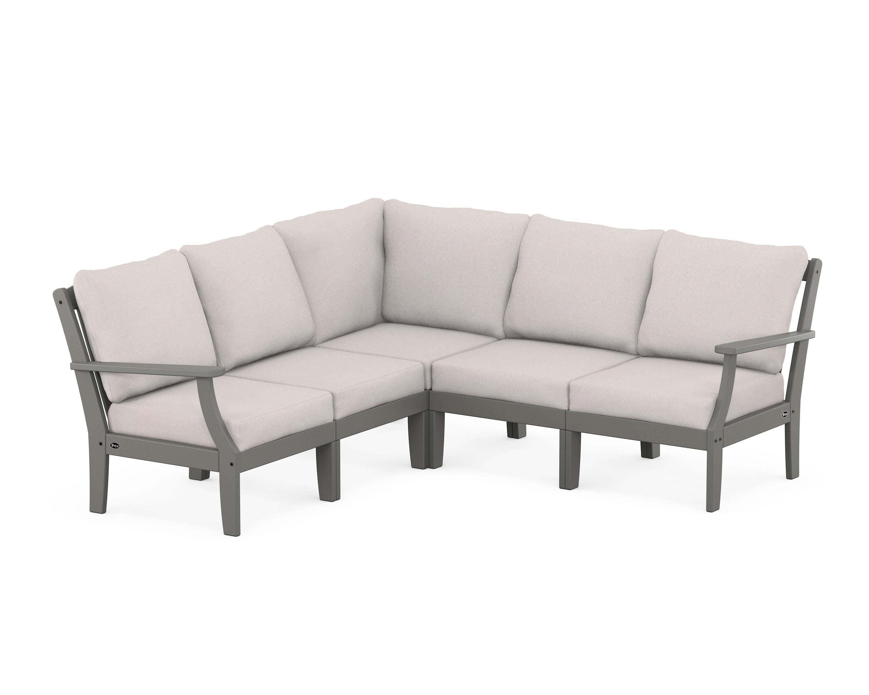 Yacht Club Modular 5-Piece Deep Seating Set in Stepping Stone / Dune Burlap