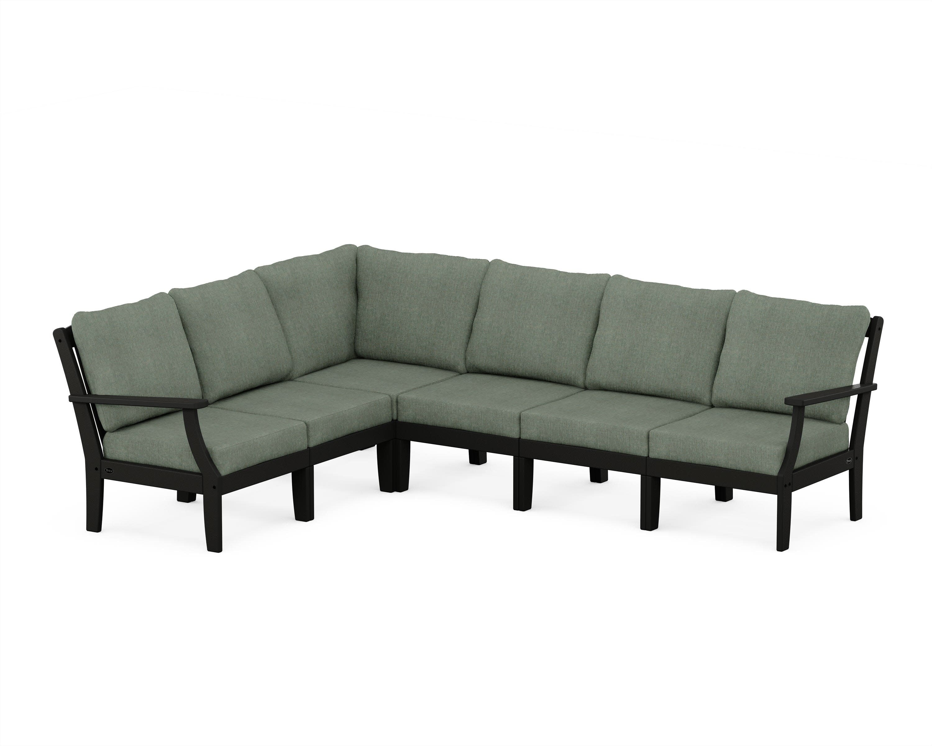 Yacht Club Modular 6-Piece Deep Seating Set in Charcoal Black / Cast Sage