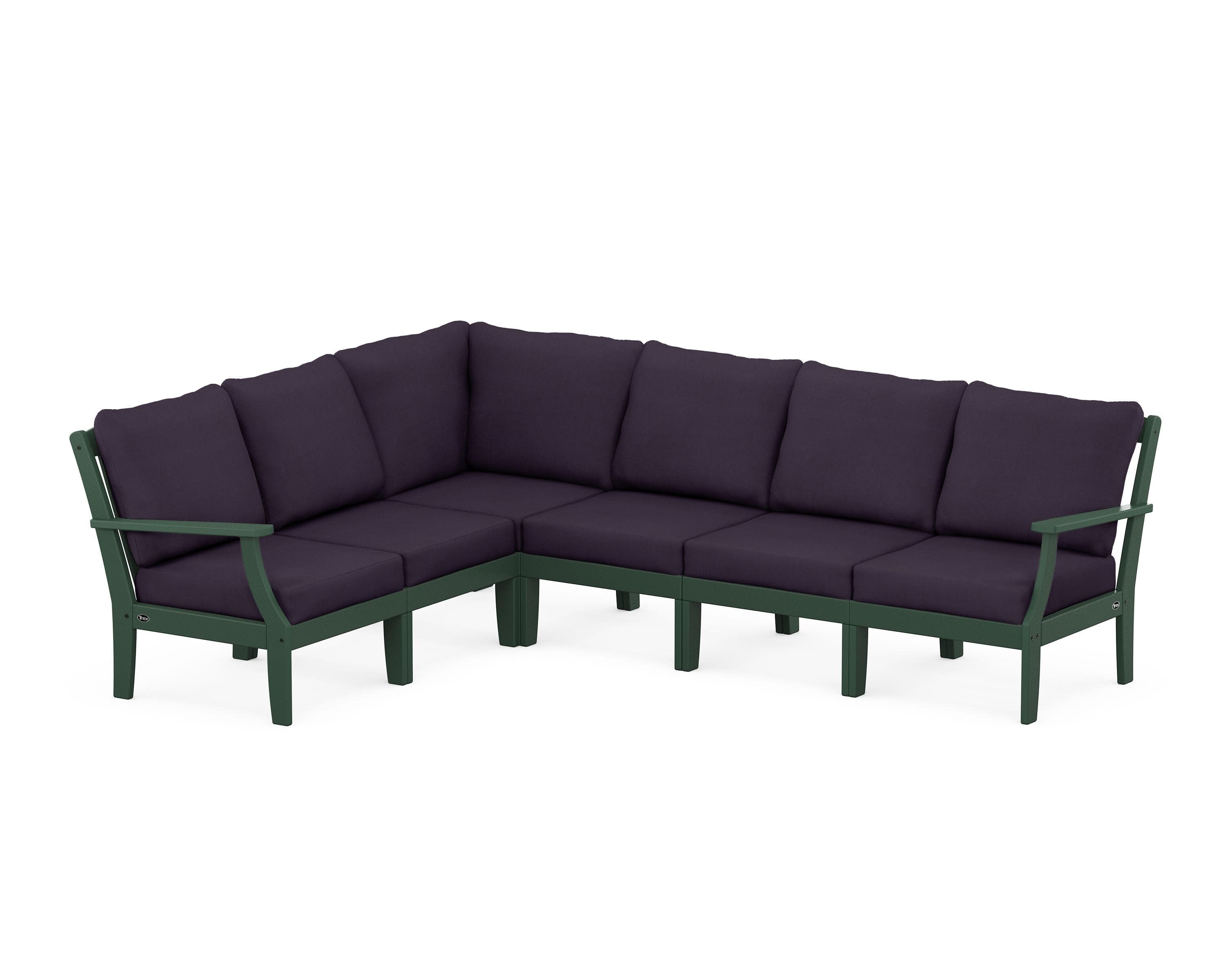 Yacht Club Modular 6-Piece Deep Seating Set in Rainforest Canopy / Navy Linen