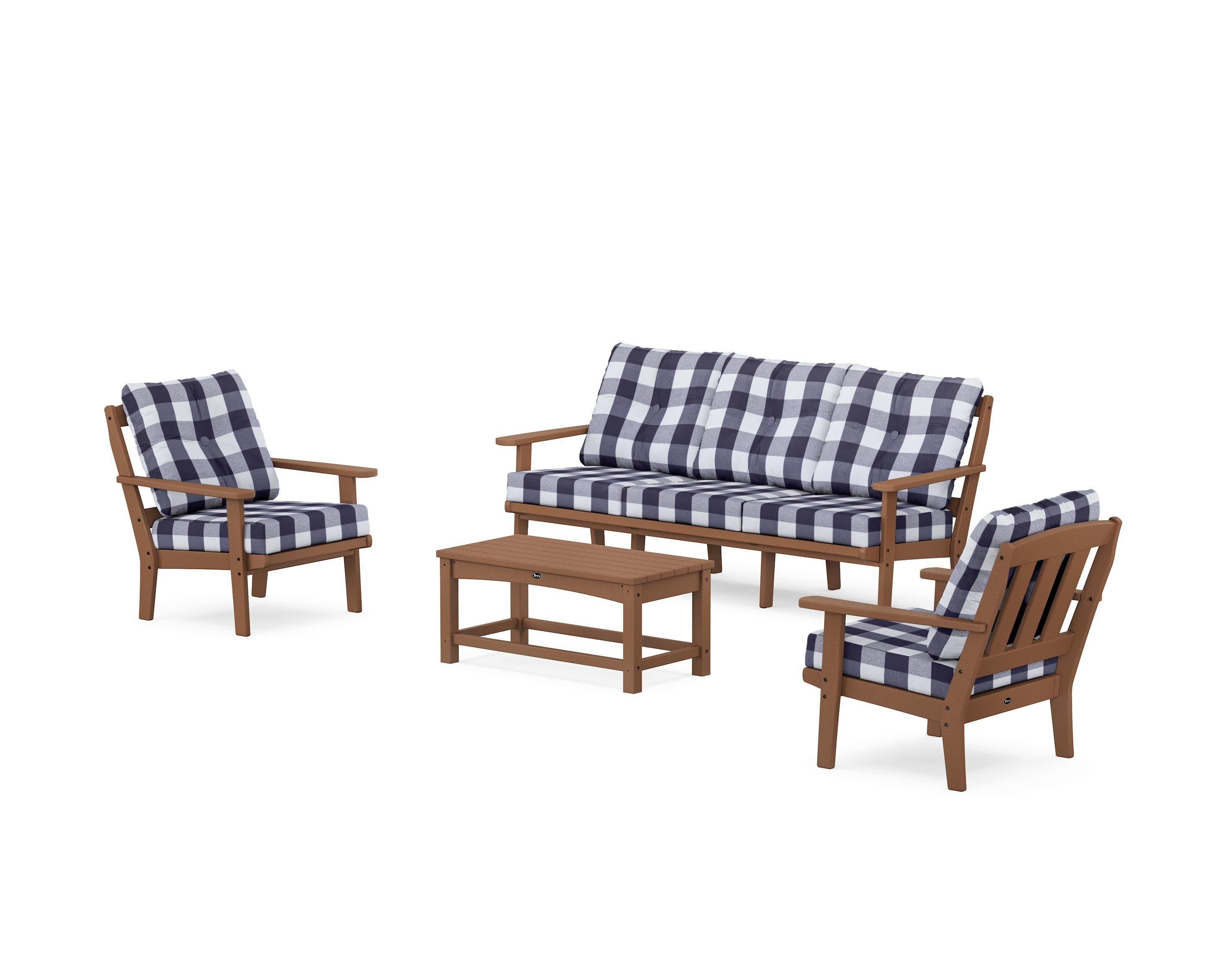 Cape Cod 4-Piece Deep Seating Set with Sofa in Tree House / Buffalo Plaid Navy