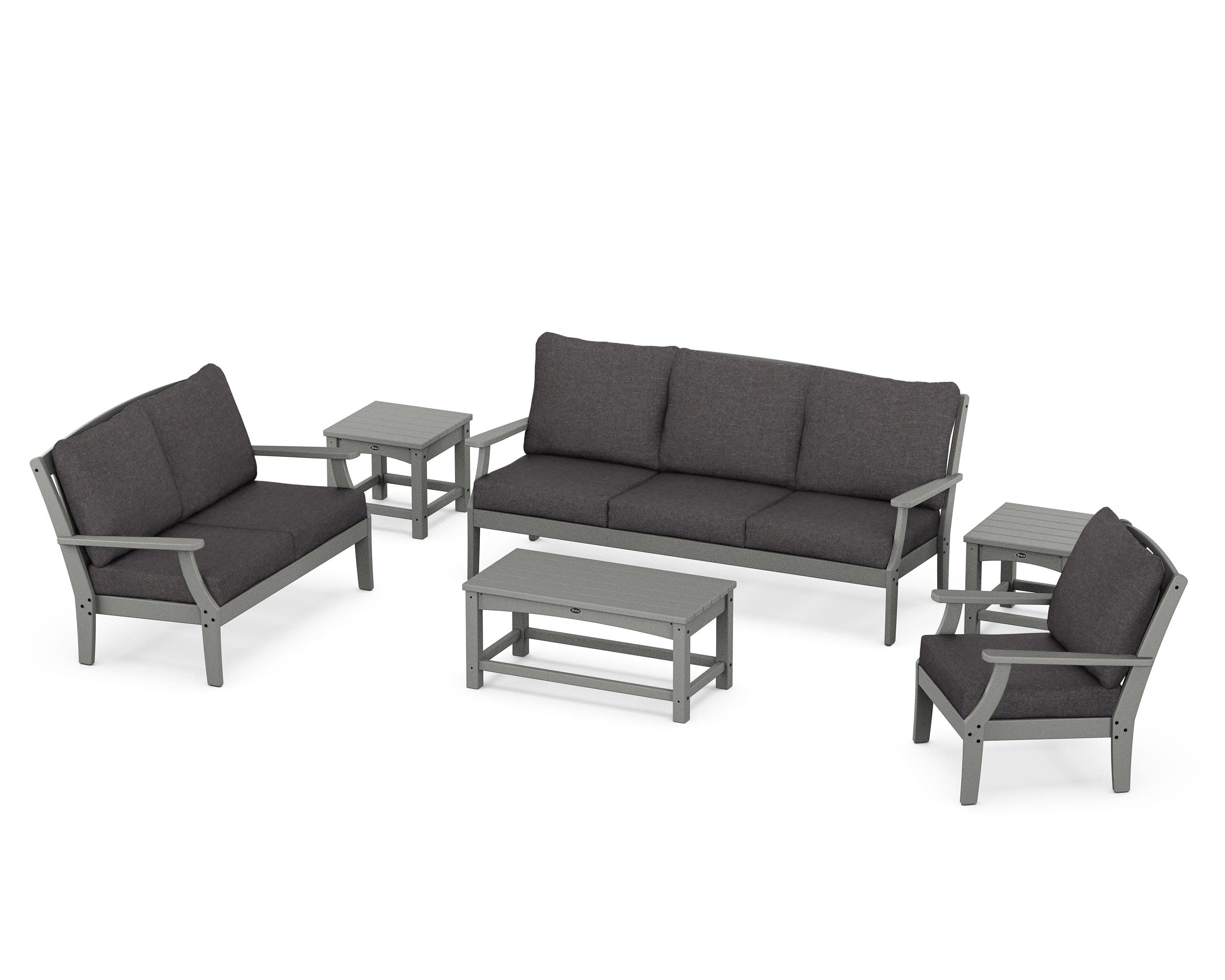 Yacht Club 6-Piece Deep Seating Set in Stepping Stone / Ash Charcoal