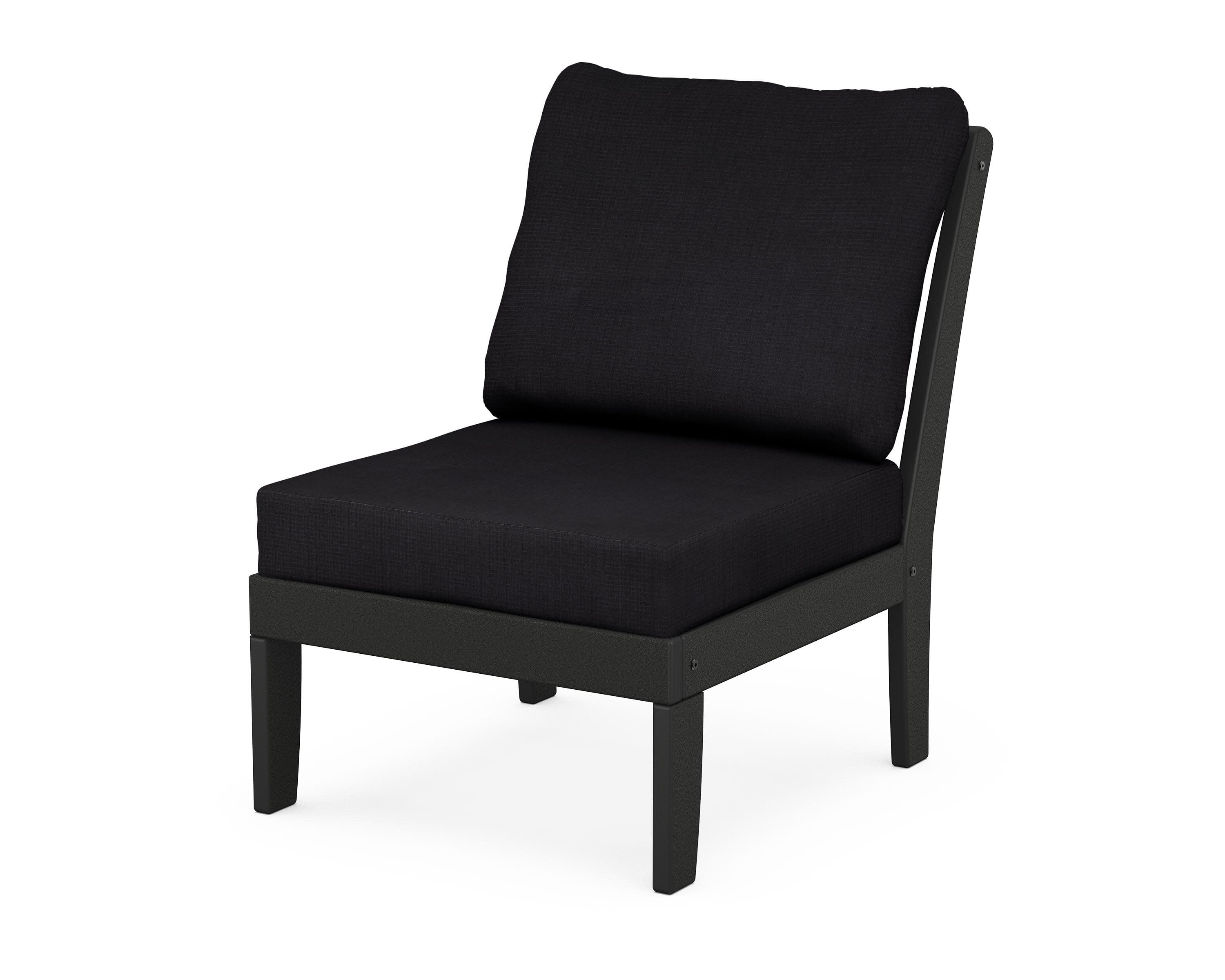 Yacht Club Modular Armless Chair in Charcoal Black / Midnight Linen