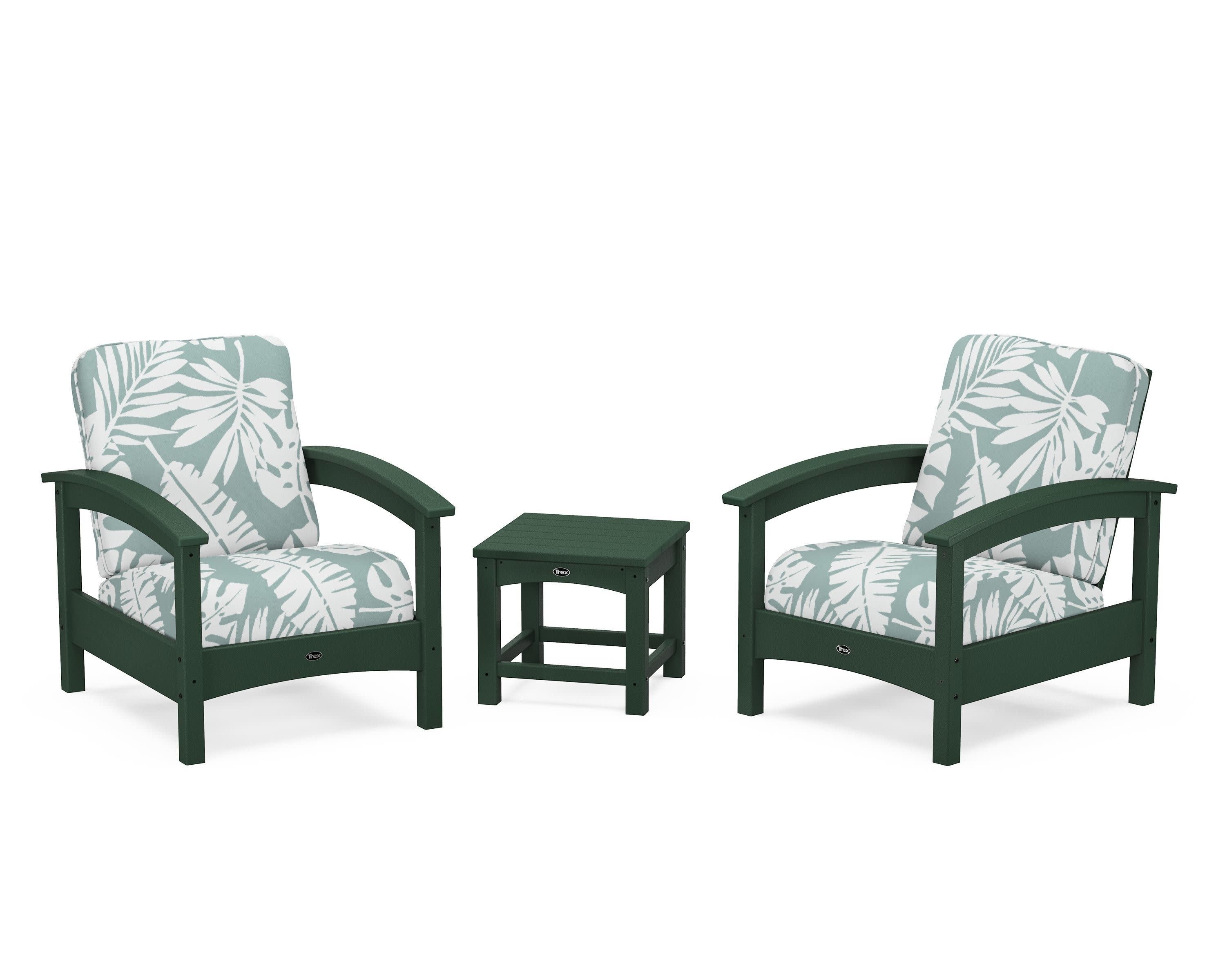 Rockport Club 3-Piece Deep Seating Conversation Set in Rainforest Canopy / Leaf Glacier Spa