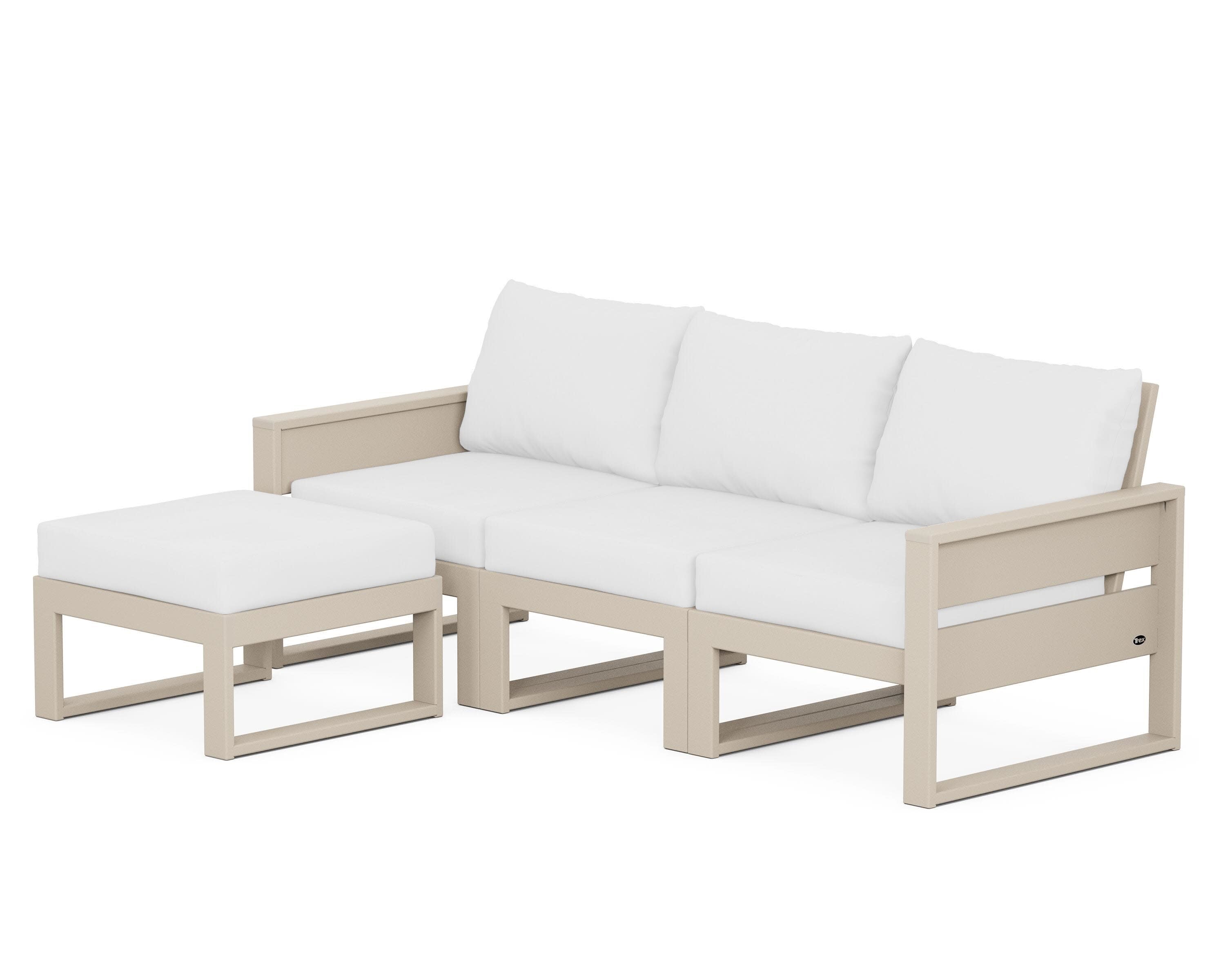 Eastport 4- Piece Sectional with Ottoman in Sand Castle / Natural