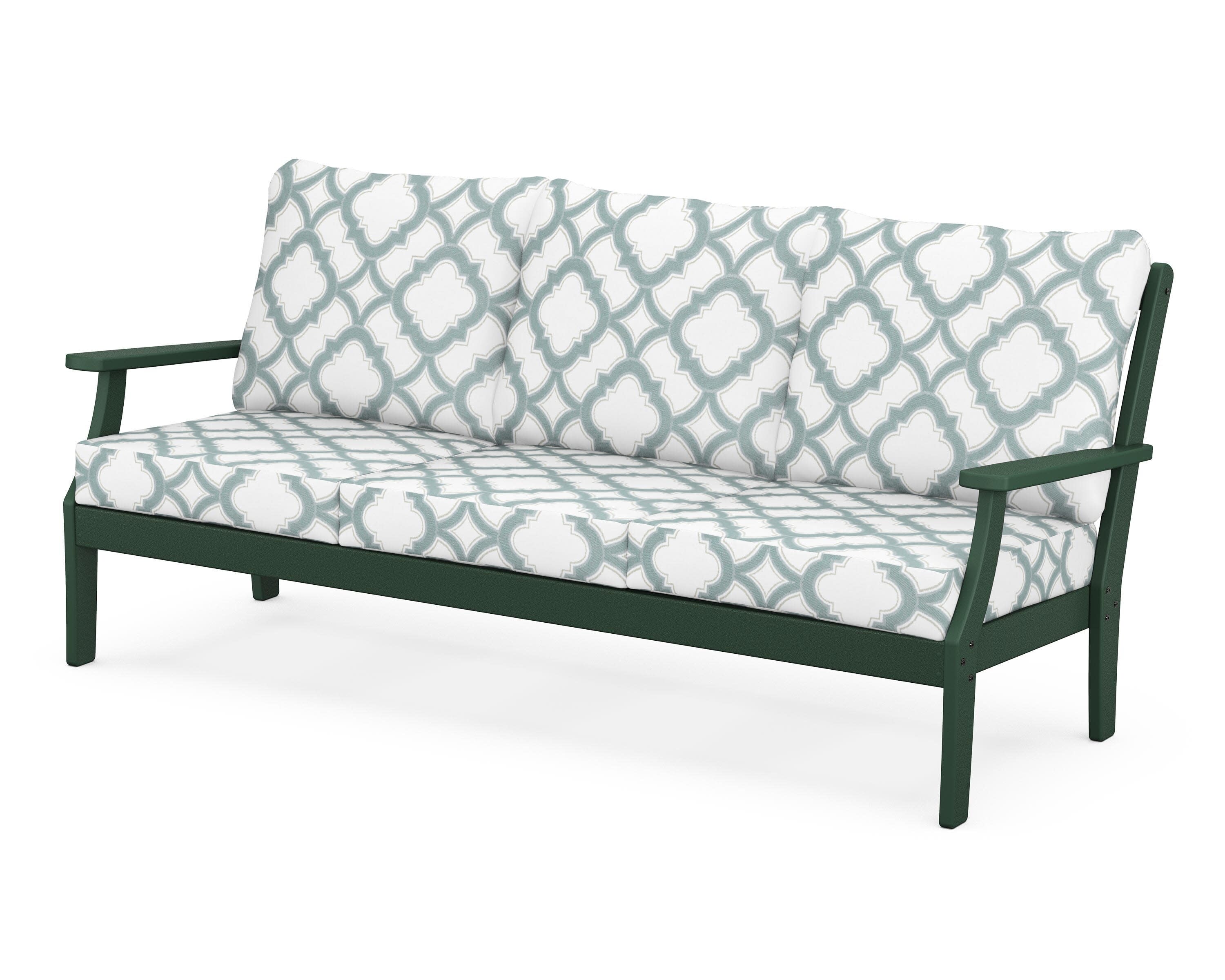 Yacht Club Deep Seating Sofa in Rainforest Canopy / Trellis Glacier Spa