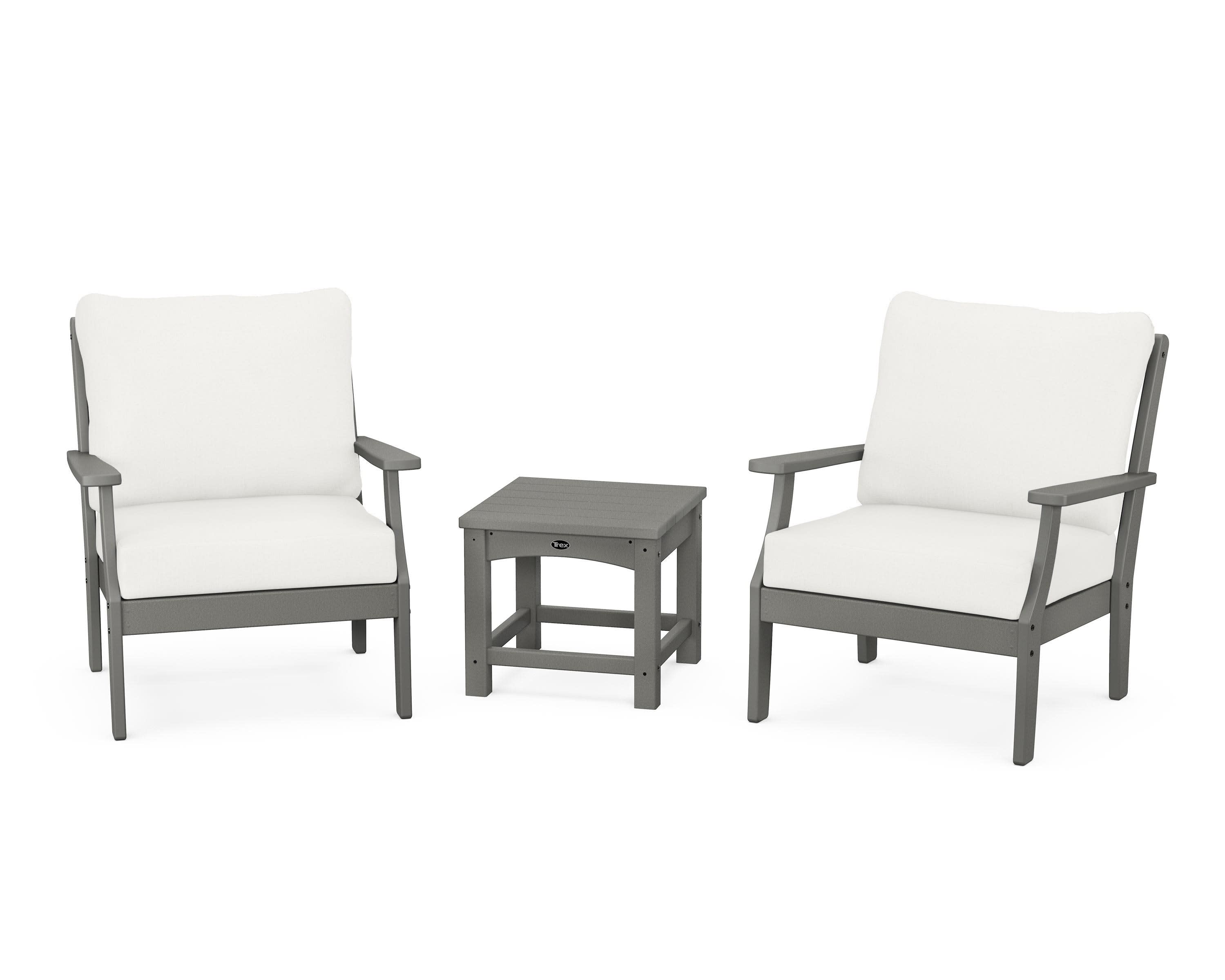 Yacht Club 3-Piece Deep Seating Set in Stepping Stone / Natural Linen
