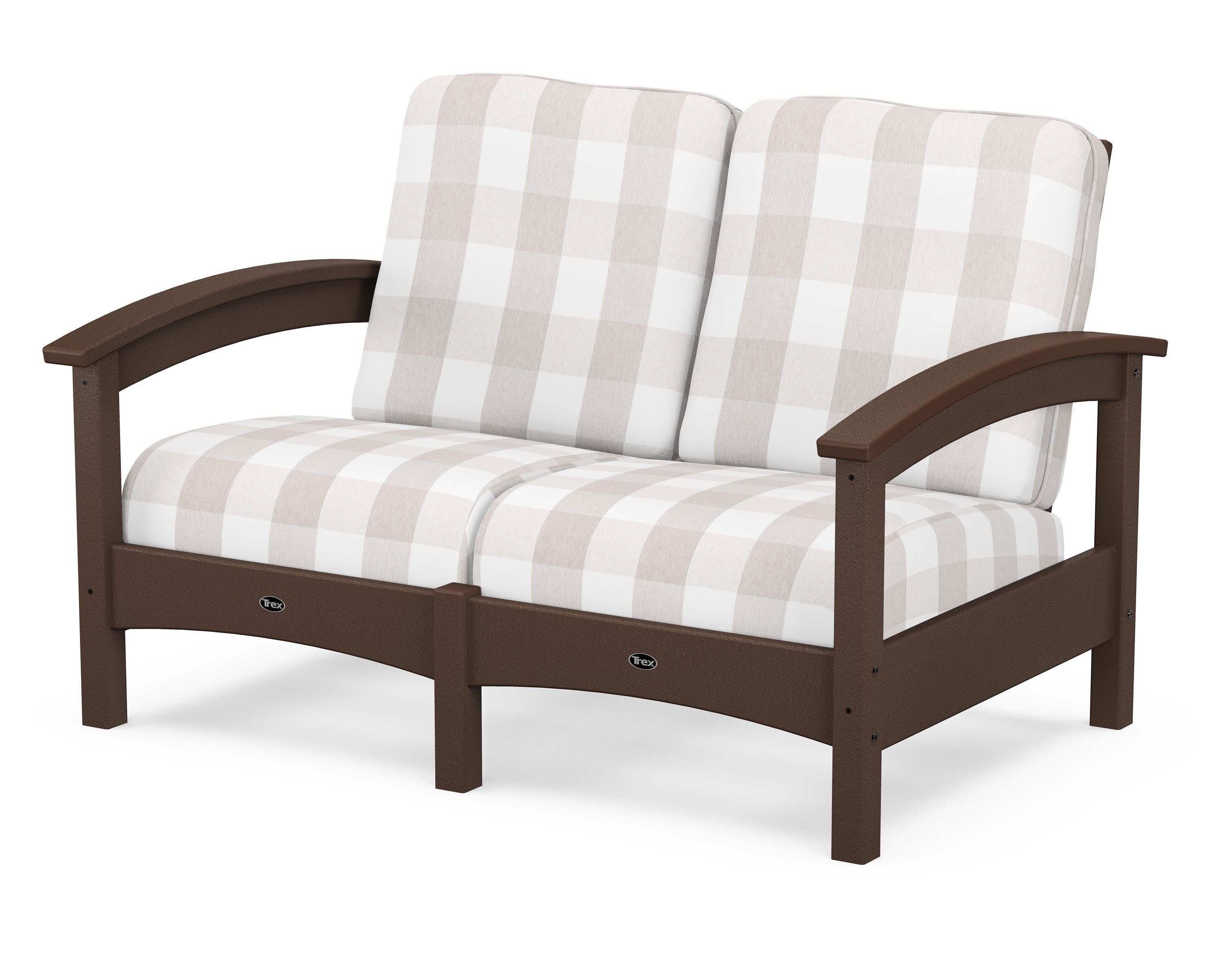 Rockport Club Loveseat in Vintage Lantern / Buffalo Plaid Dune Burlap