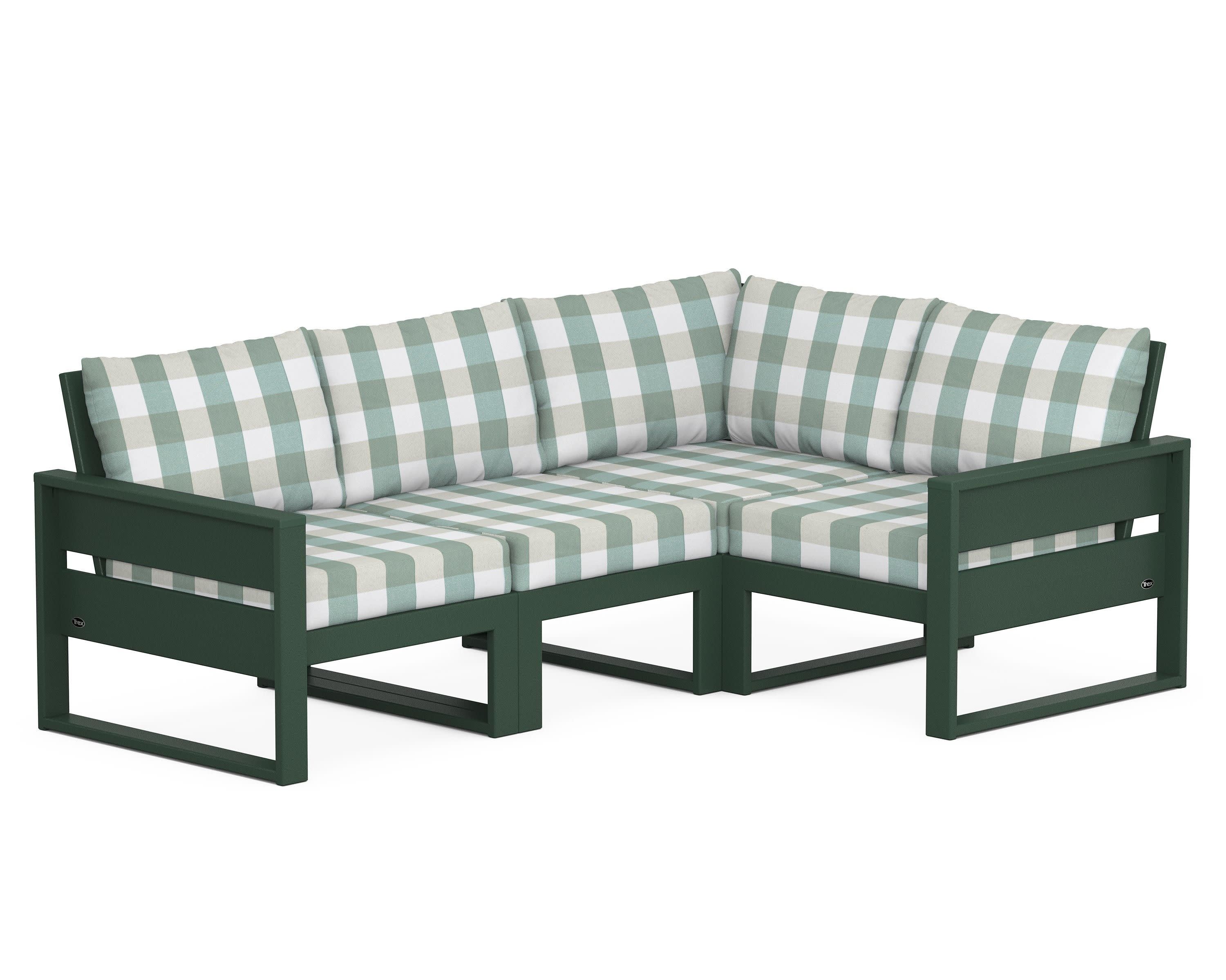 Eastport 4- Piece Sectional in Rainforest Canopy / Buffalo Plaid Glacier Spa