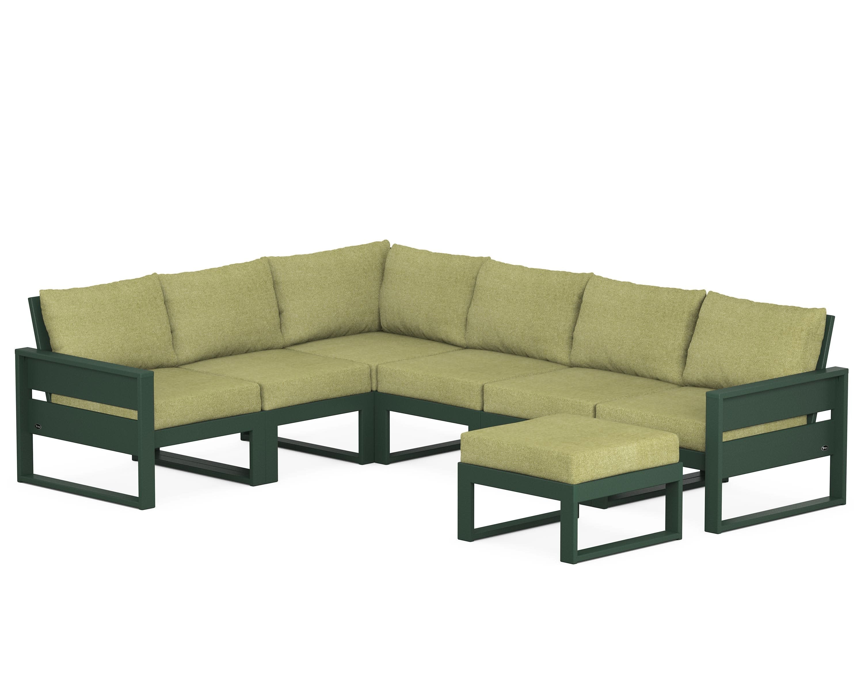 Eastport 6-Piece Sectional with Ottoman in Rainforest Canopy / Chartreuse Boucle
