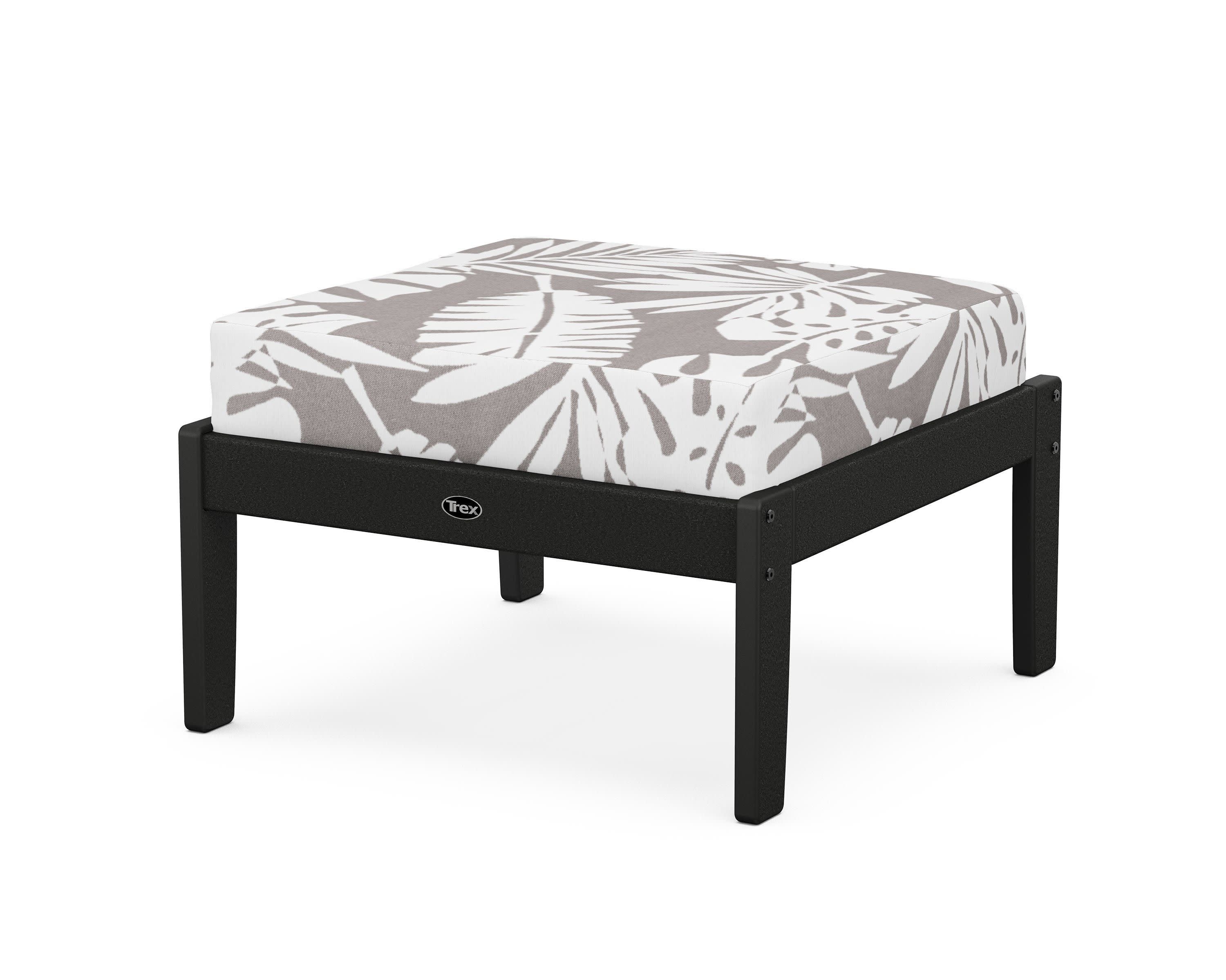 Yacht Club Deep Seating Ottoman in Charcoal Black / Leaf Grey Mist