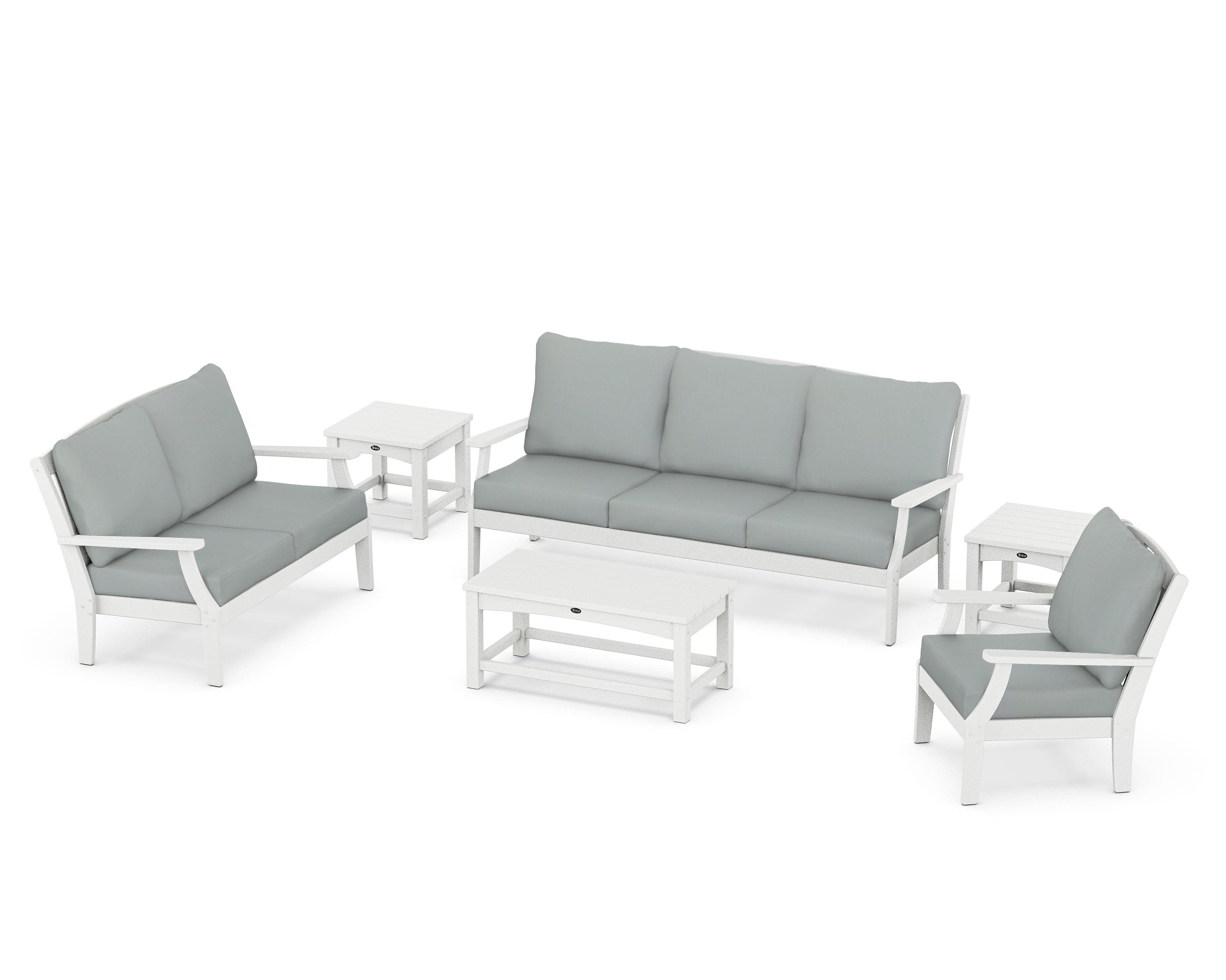 Yacht Club 6-Piece Deep Seating Set in Classic White / Spa
