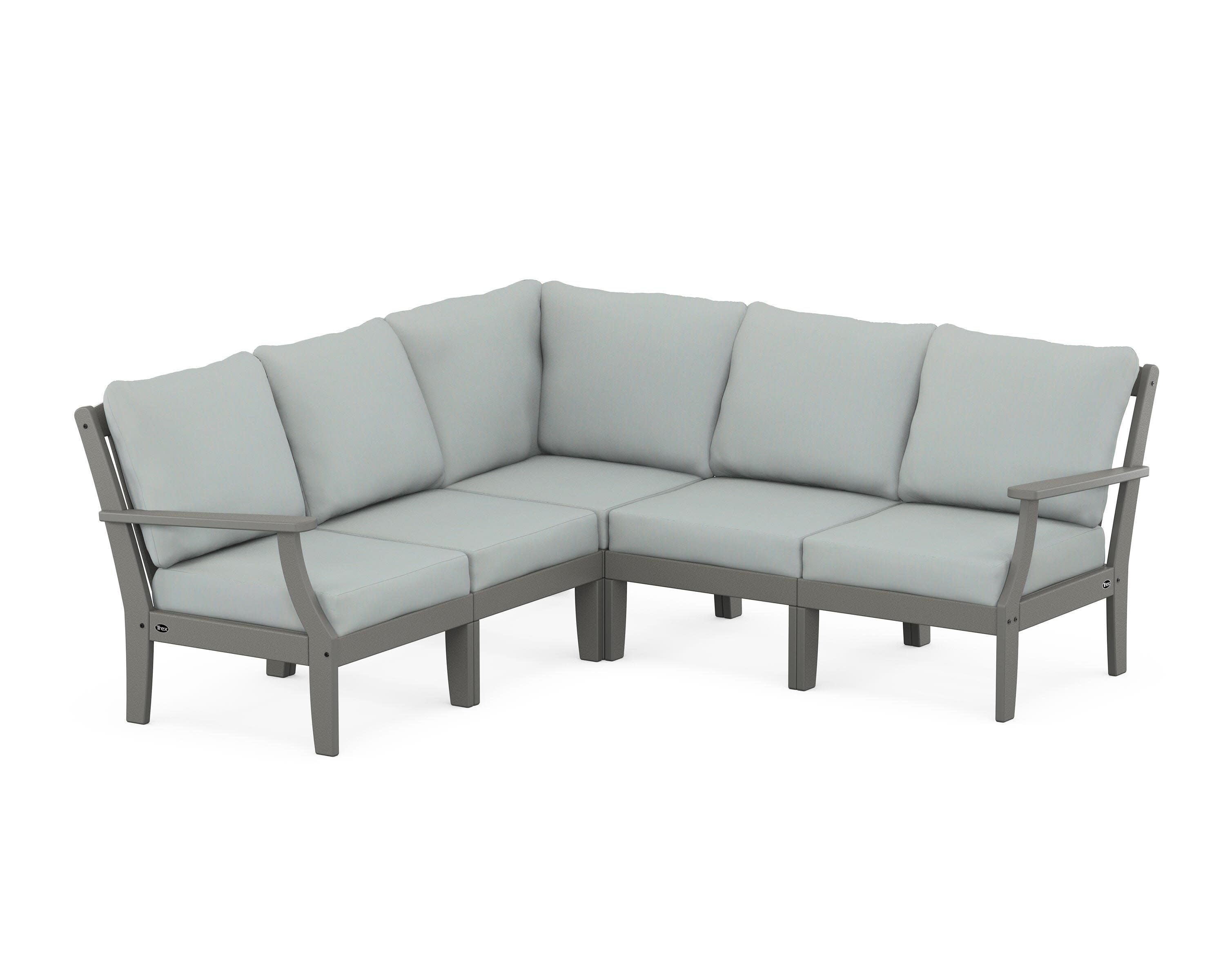 Yacht Club Modular 5-Piece Deep Seating Set in Stepping Stone / Spa