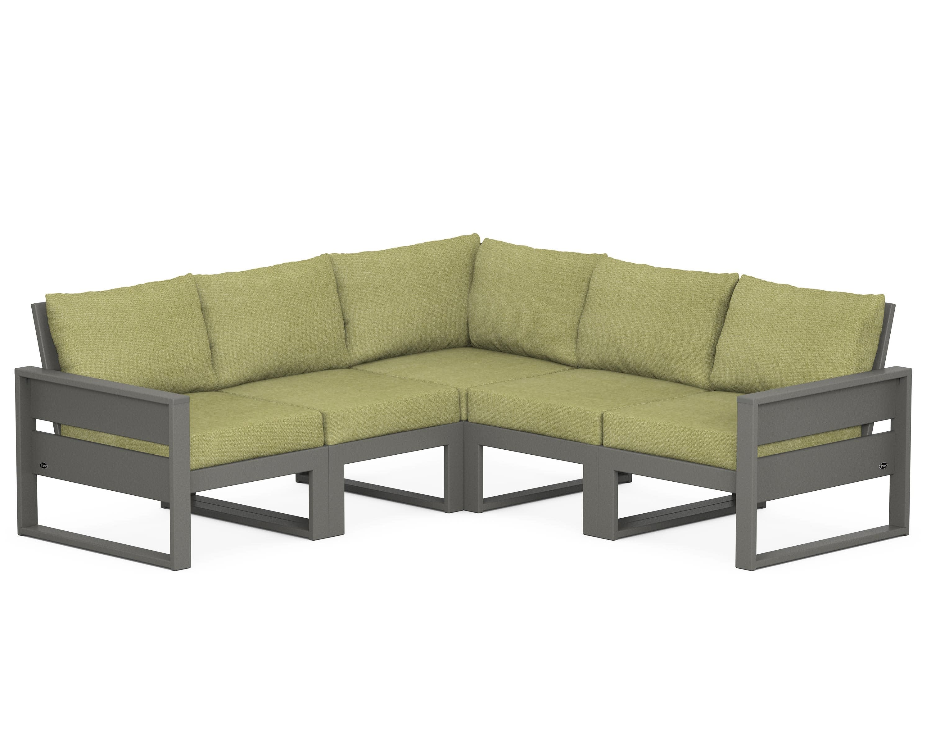 Eastport 5-Piece Sectional in Stepping Stone / Chartreuse Boucle
