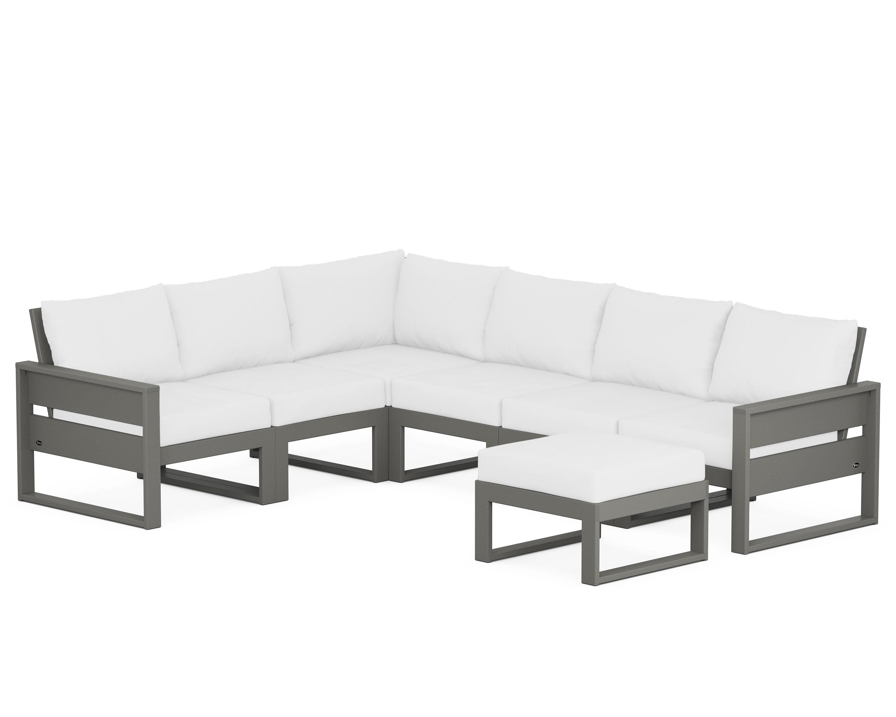 Eastport 6-Piece Sectional with Ottoman in Stepping Stone / Natural