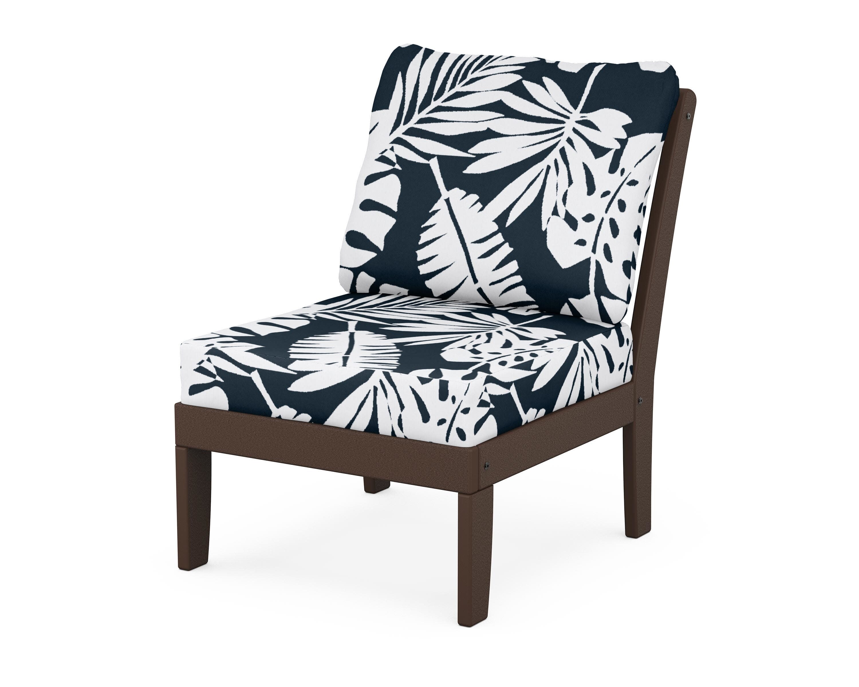 Yacht Club Modular Armless Chair in Vintage Lantern / Leaf Marine Indigo