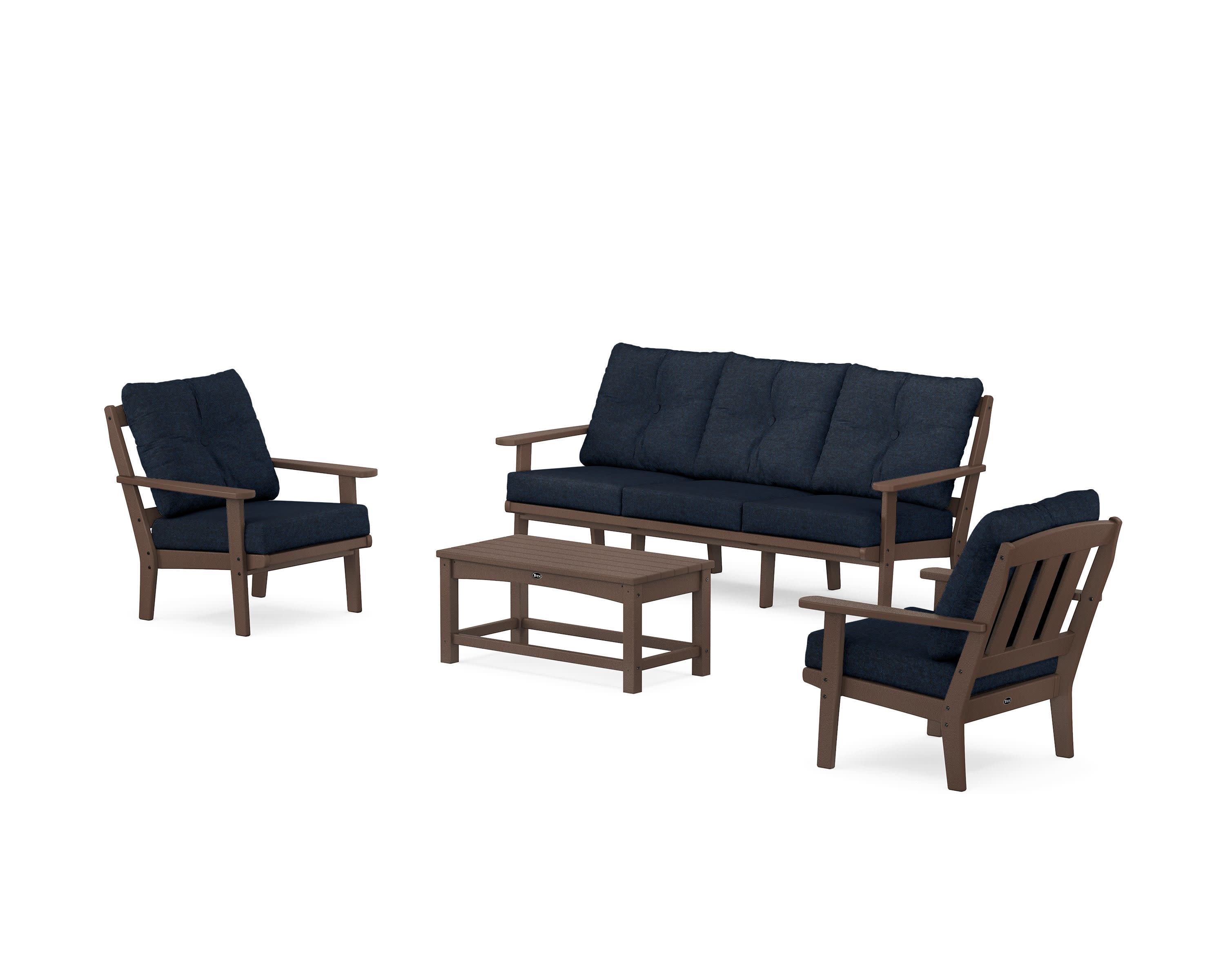 Cape Cod 4-Piece Deep Seating Set with Sofa in Vintage Lantern / Marine Indigo