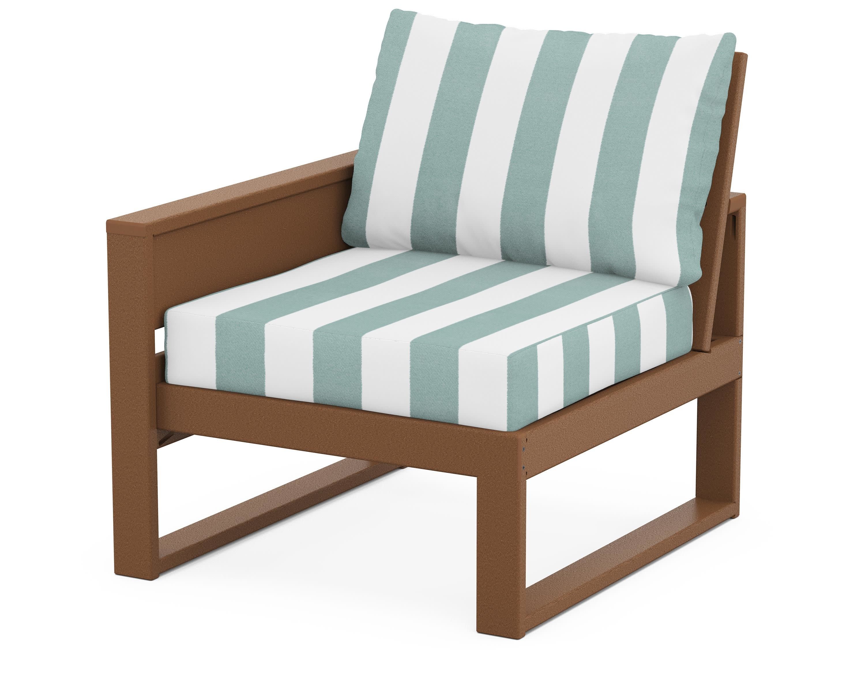 Eastport Modular Left Arm Chair in Tree House / Cabana Stripe Glacier Spa