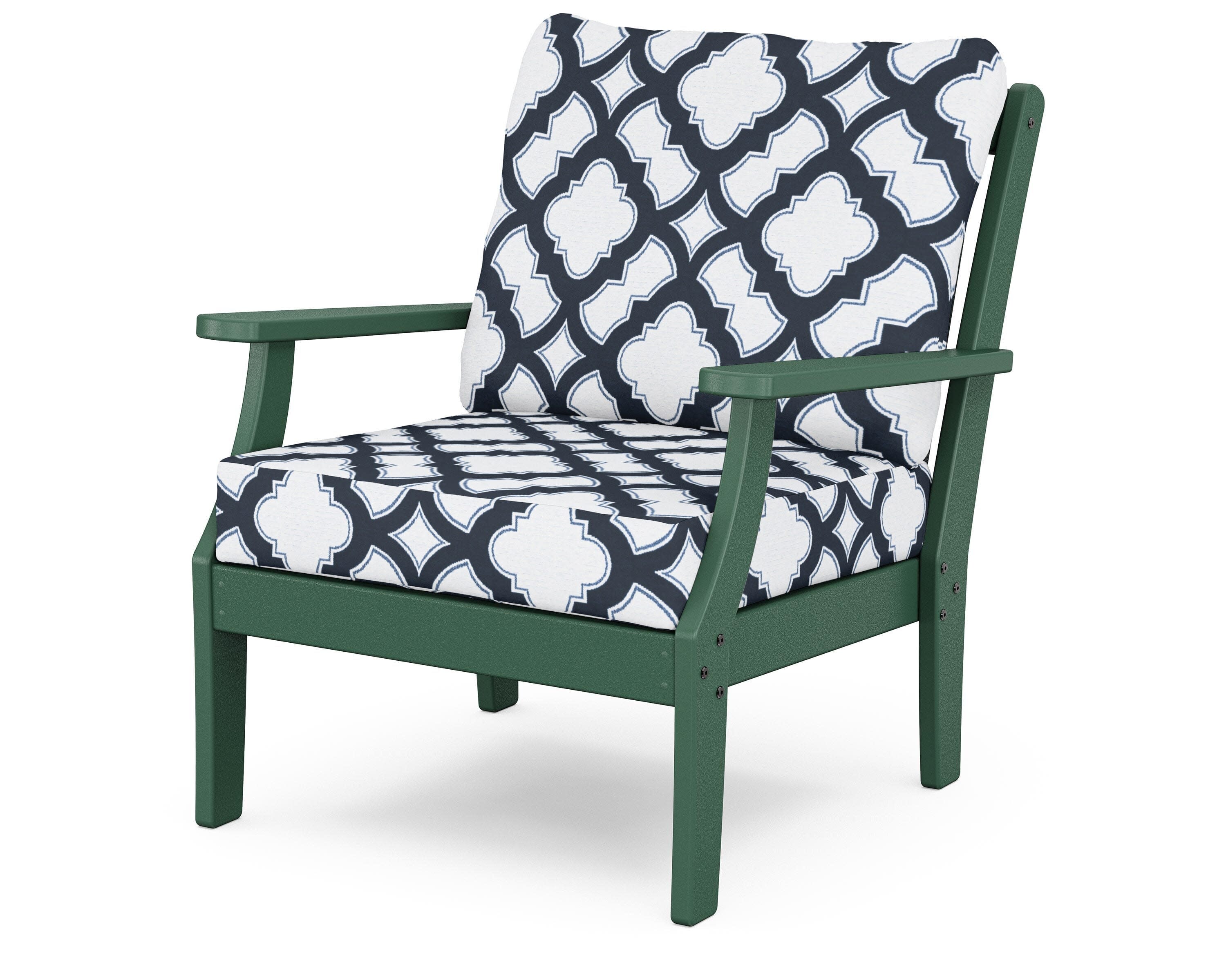 Yacht Club Deep Seating Chair in Rainforest Canopy / Trellis Marine Indigo
