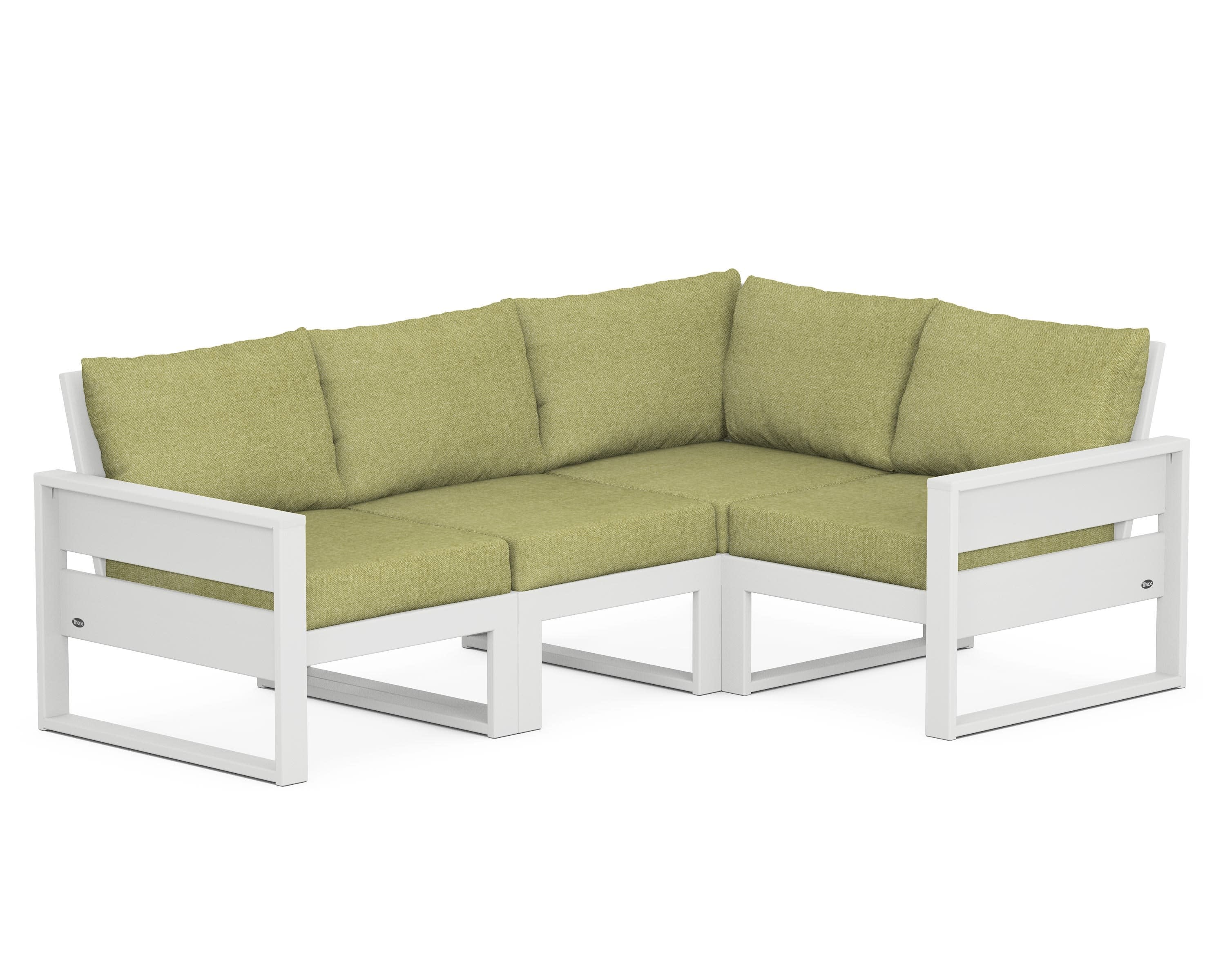 Eastport 4- Piece Sectional in Classic White / Chartreuse Boucle