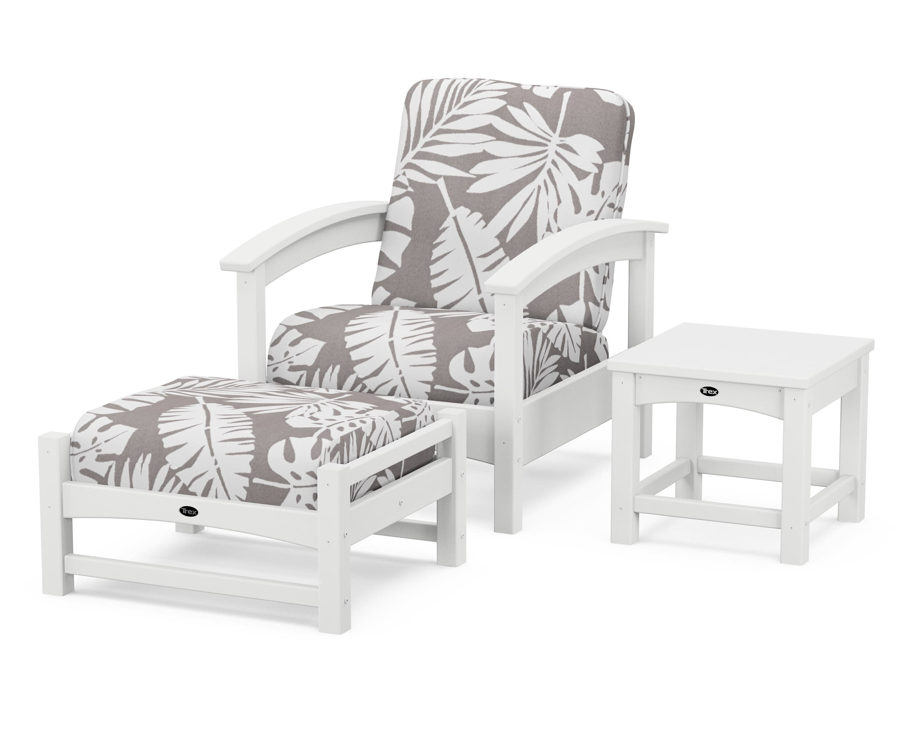 Rockport 3-Piece Deep Seating Set in Classic White / Leaf Grey Mist
